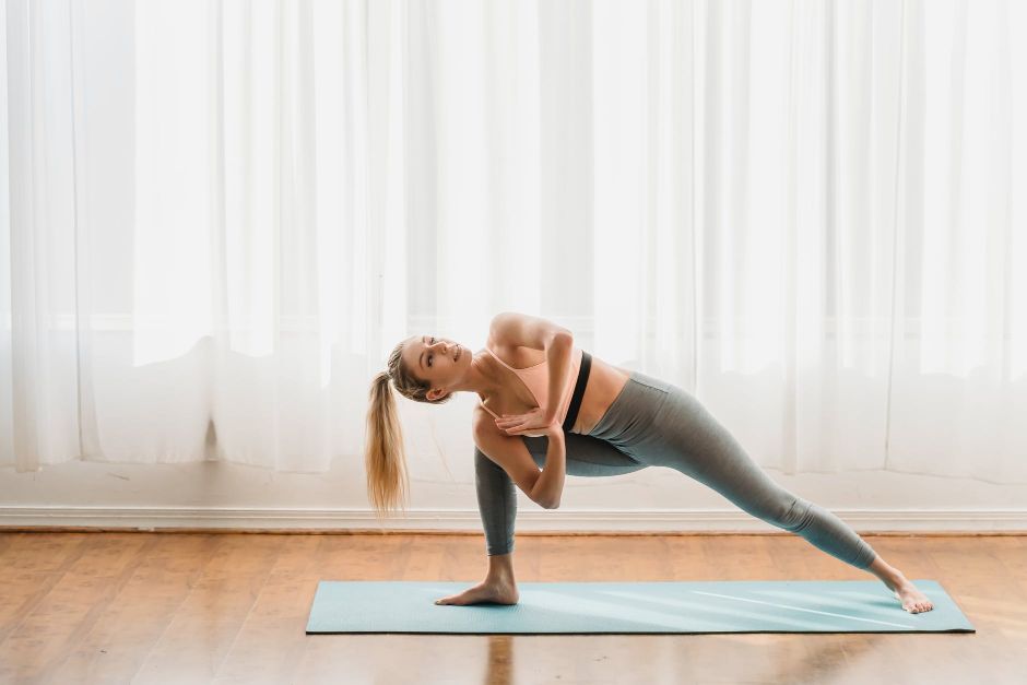 Extended Side Angle Pose Variation Namaste Hands
