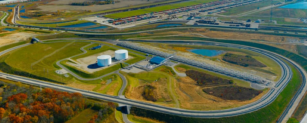 Aerial view of oil terminals in the midwest