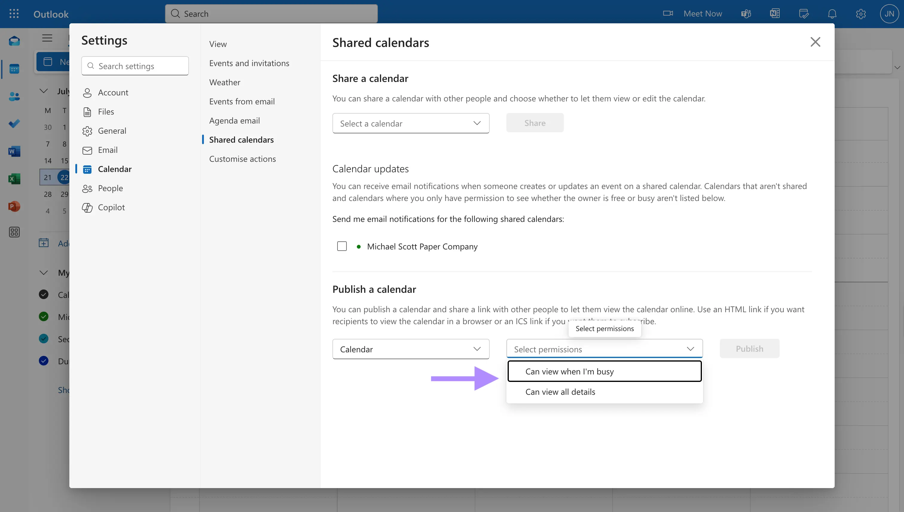 Outlook - Select Permissions.webp