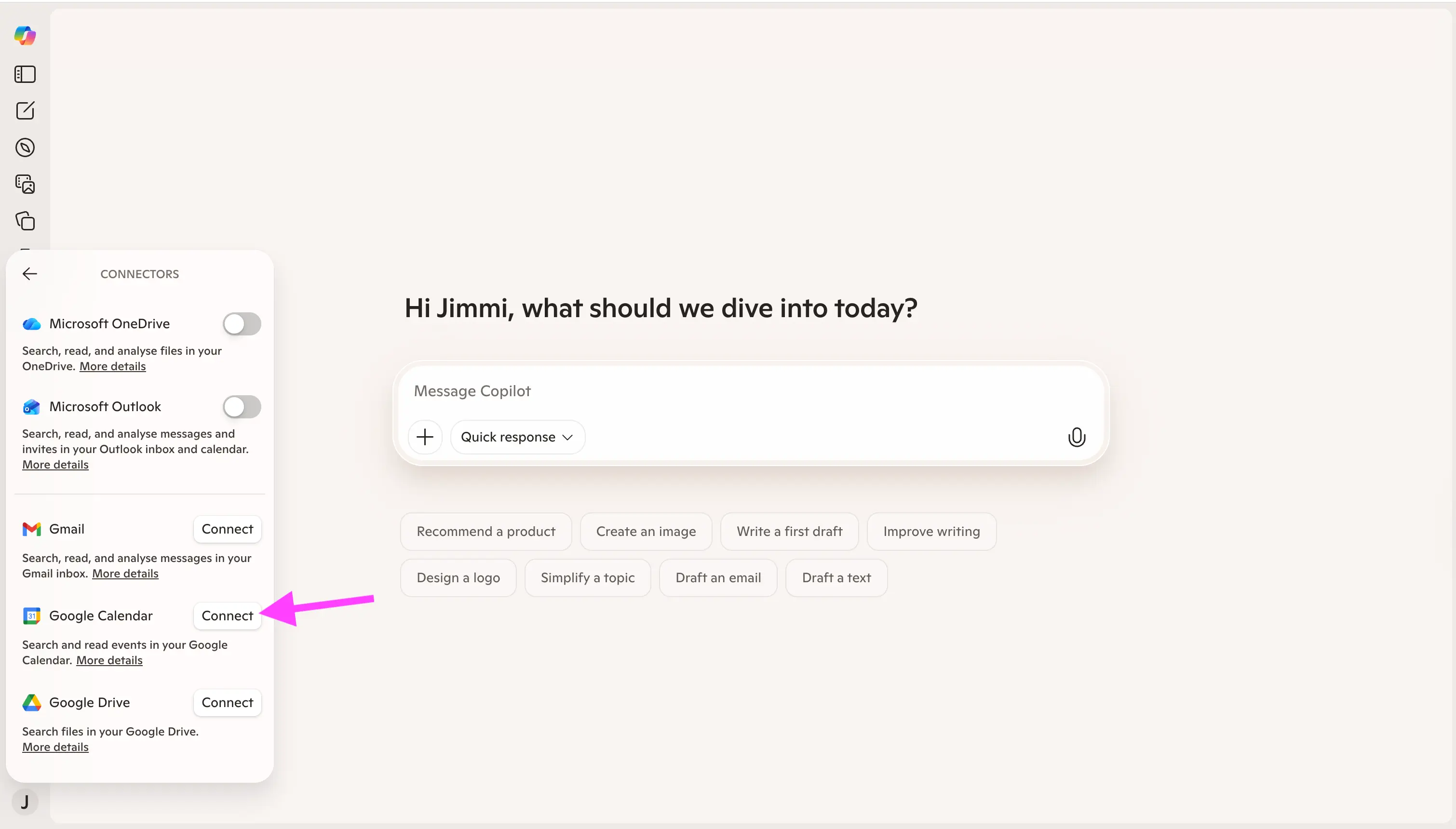 Copilot - Connect Google Calendar.webp