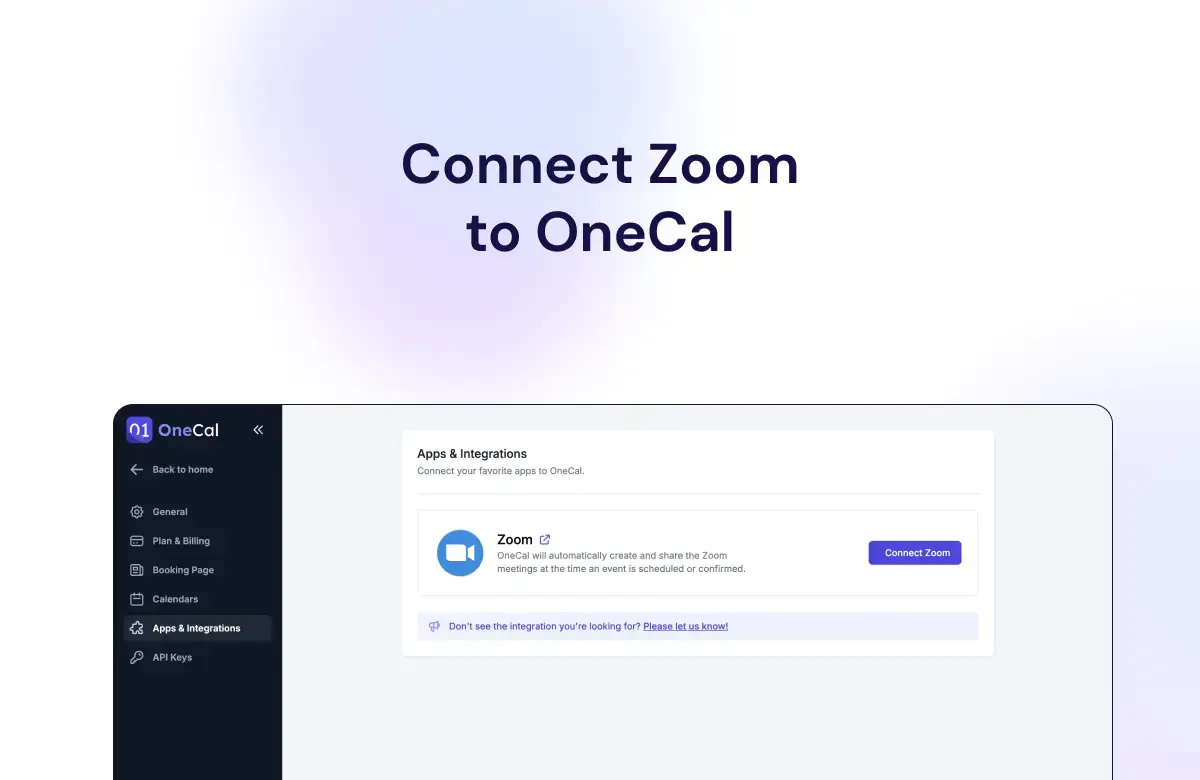 OneCal Connect Zoom