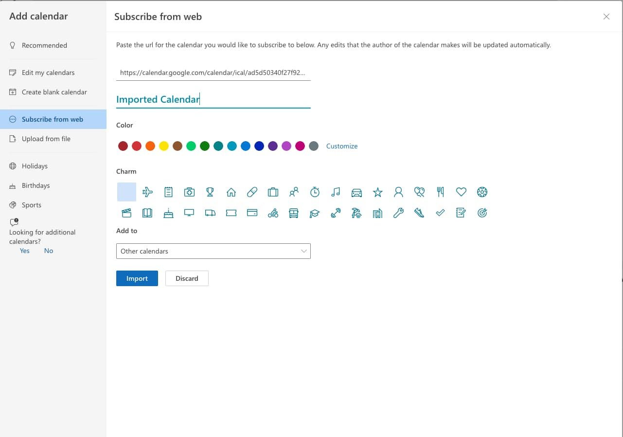 Outlook - Paste the URL