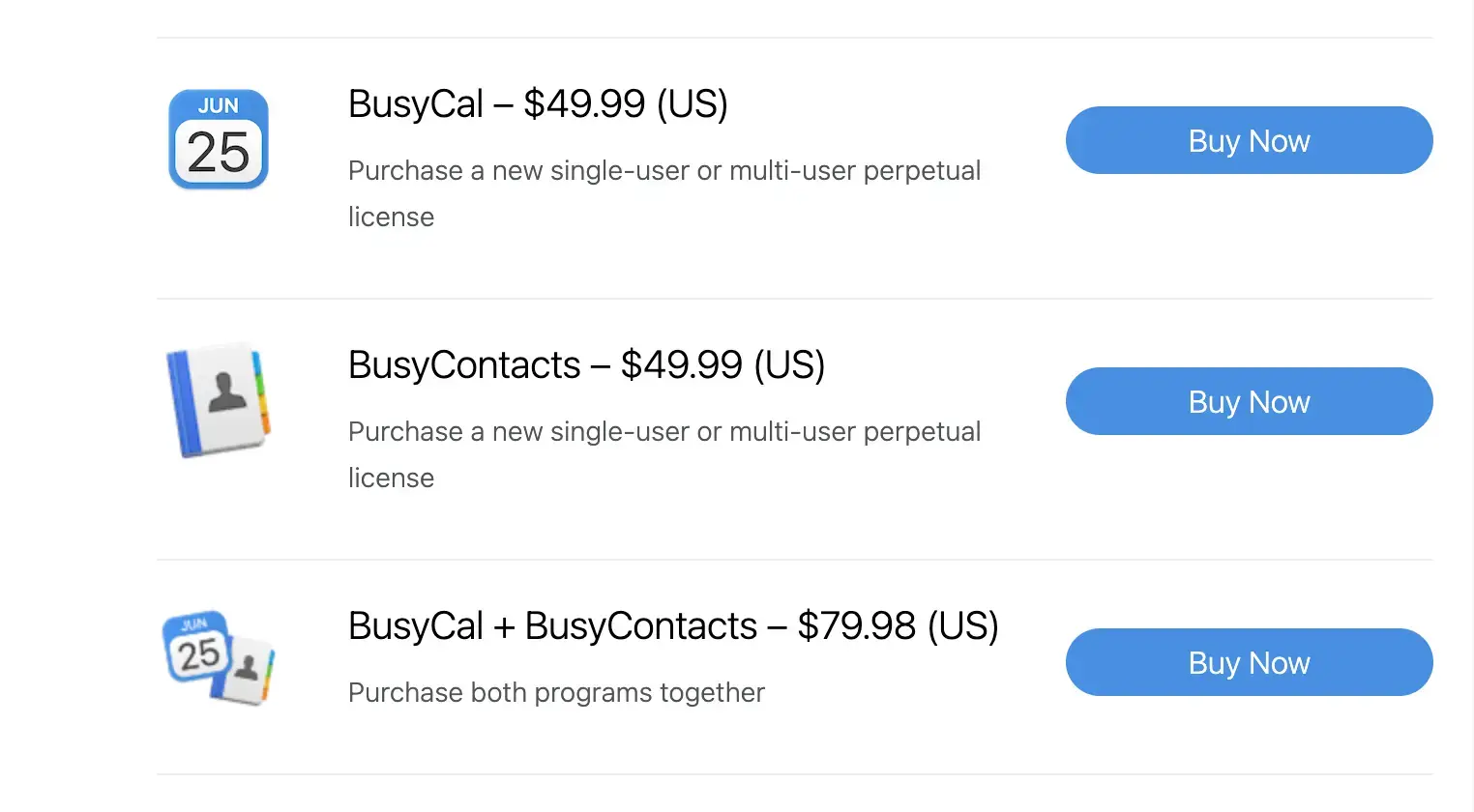 BusyCal Pricing Plan