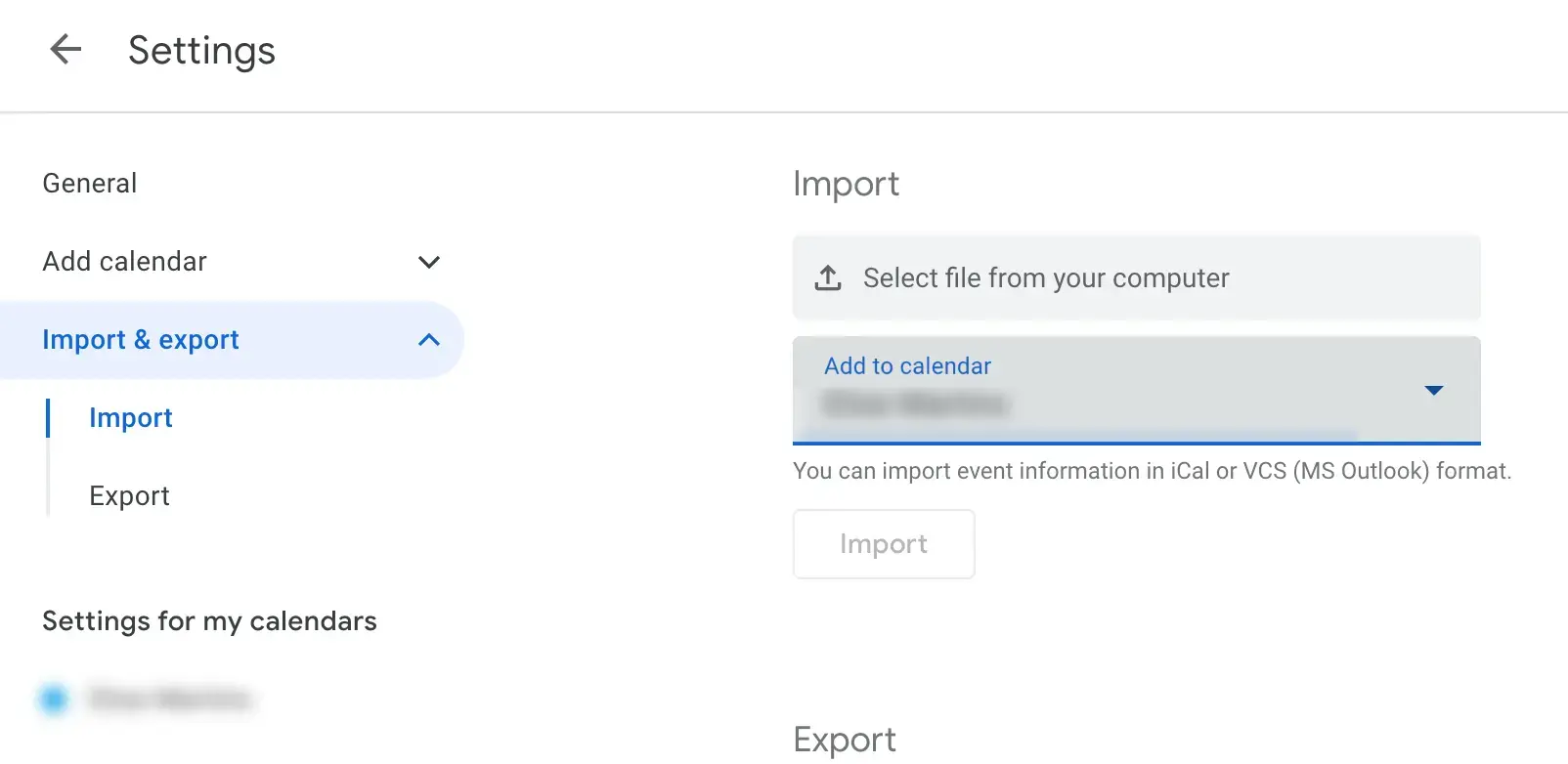 Import and Export Google Calendar