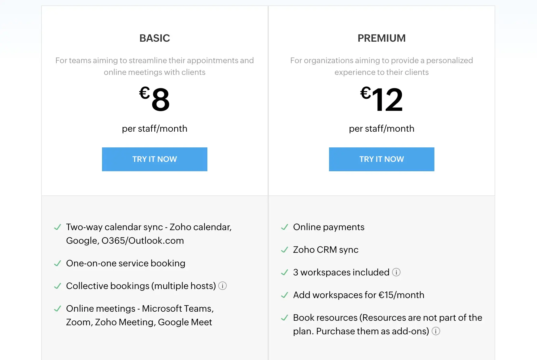 Zoho Calendar Pricing