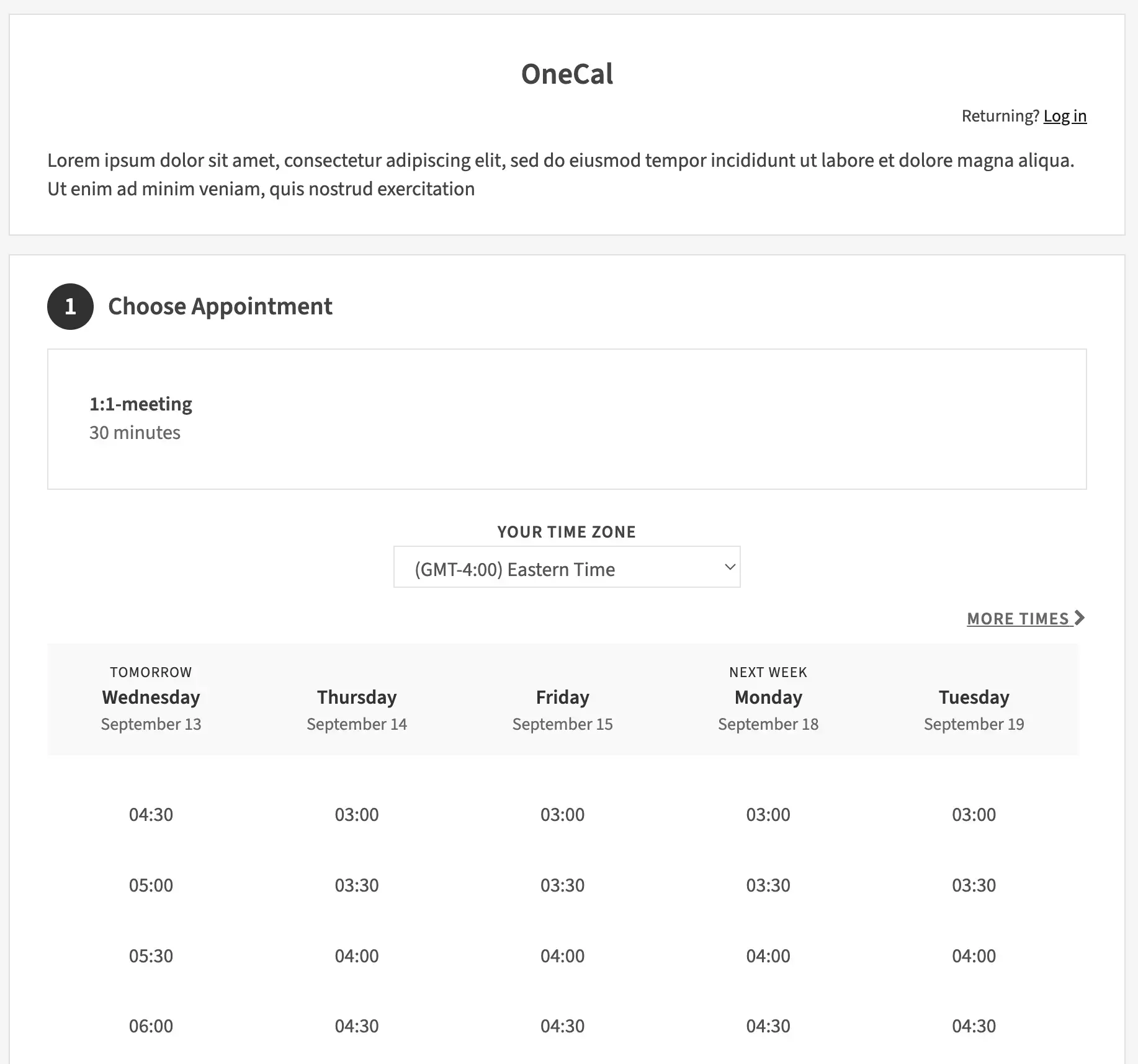 Acuity Scheduling landing page