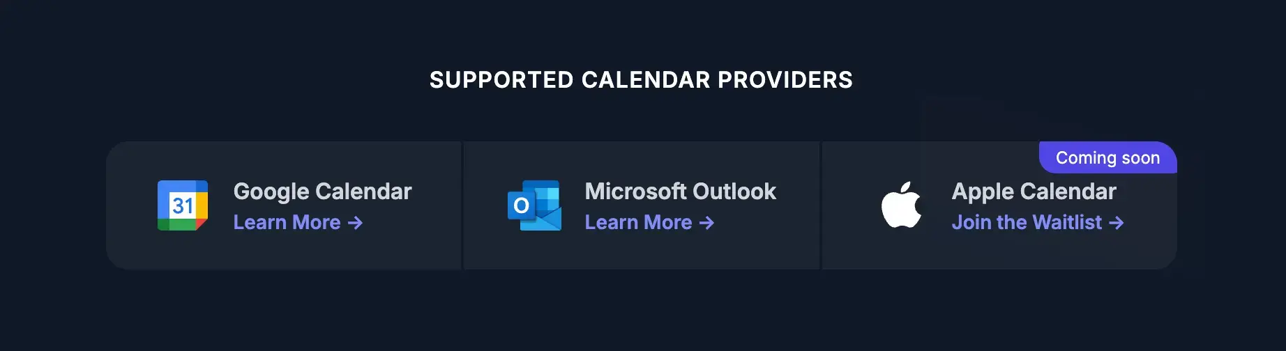 OneCal Supported Calendars