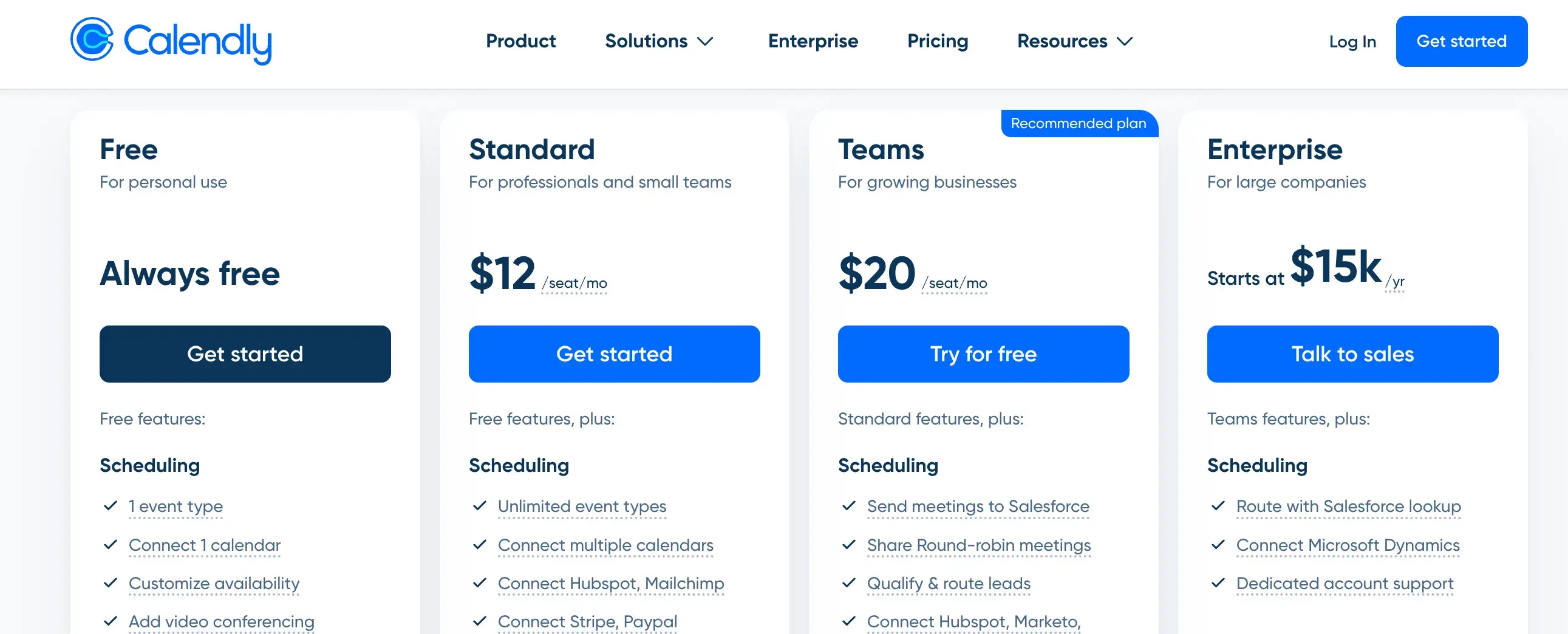 Calendly pricing