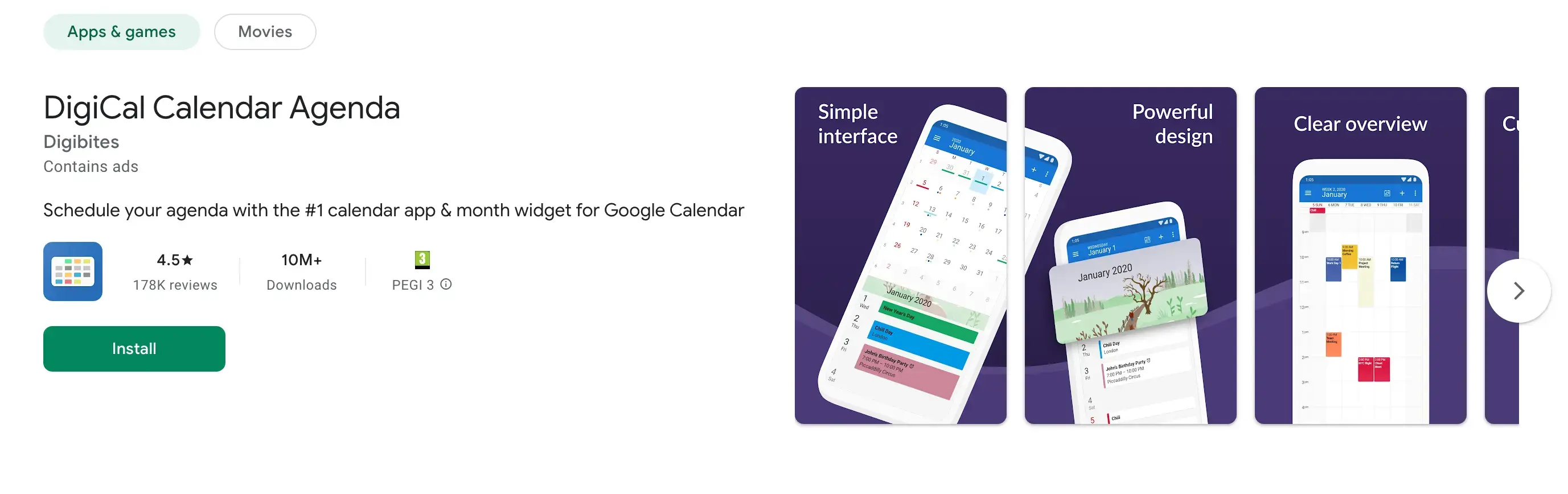 Digical calendar agenda Android