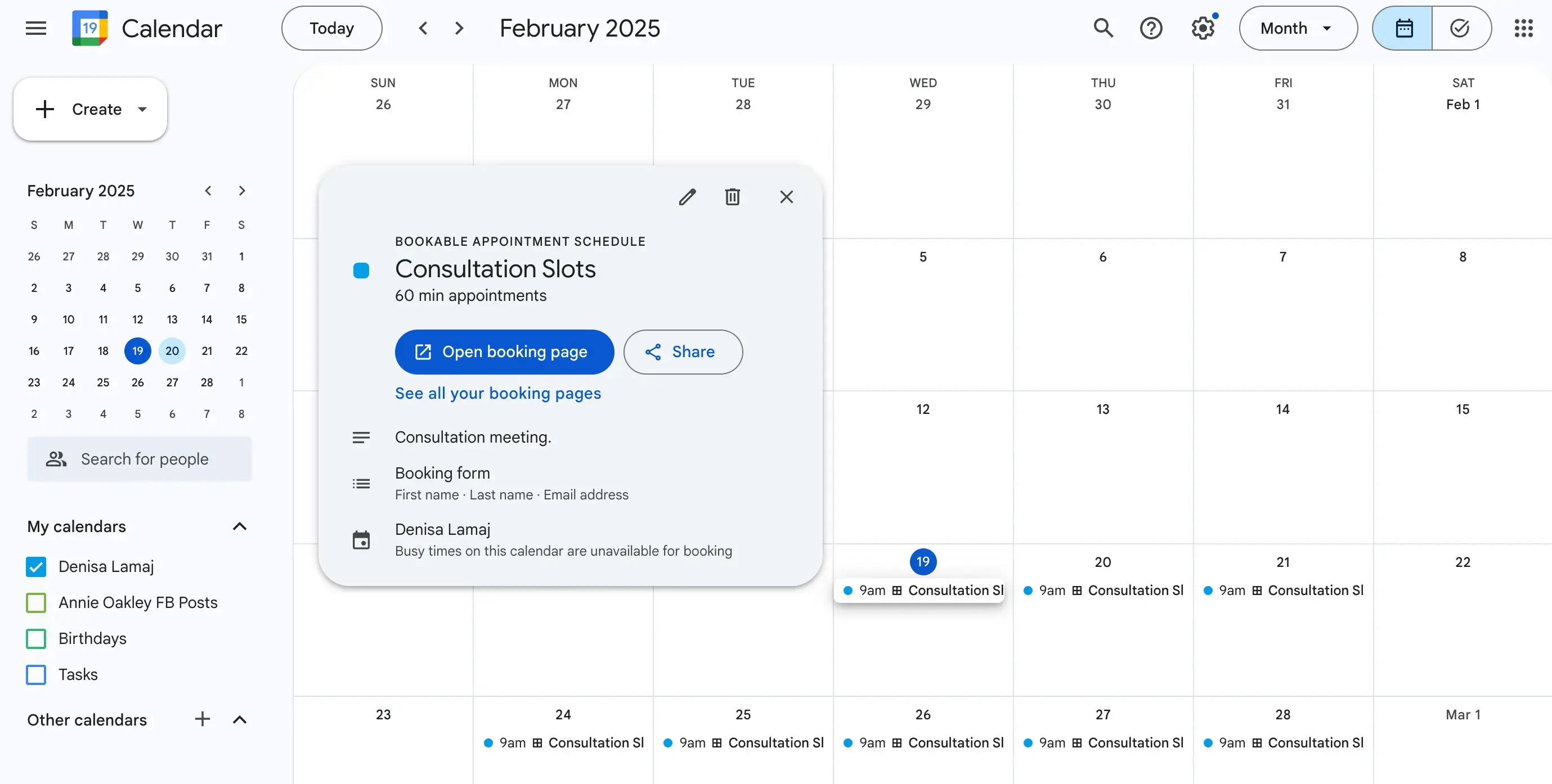 Share appointment schedule google calendar