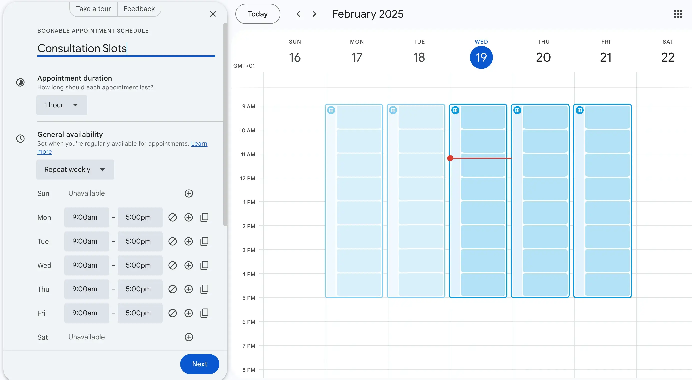 Set up appointment schedule google calendar