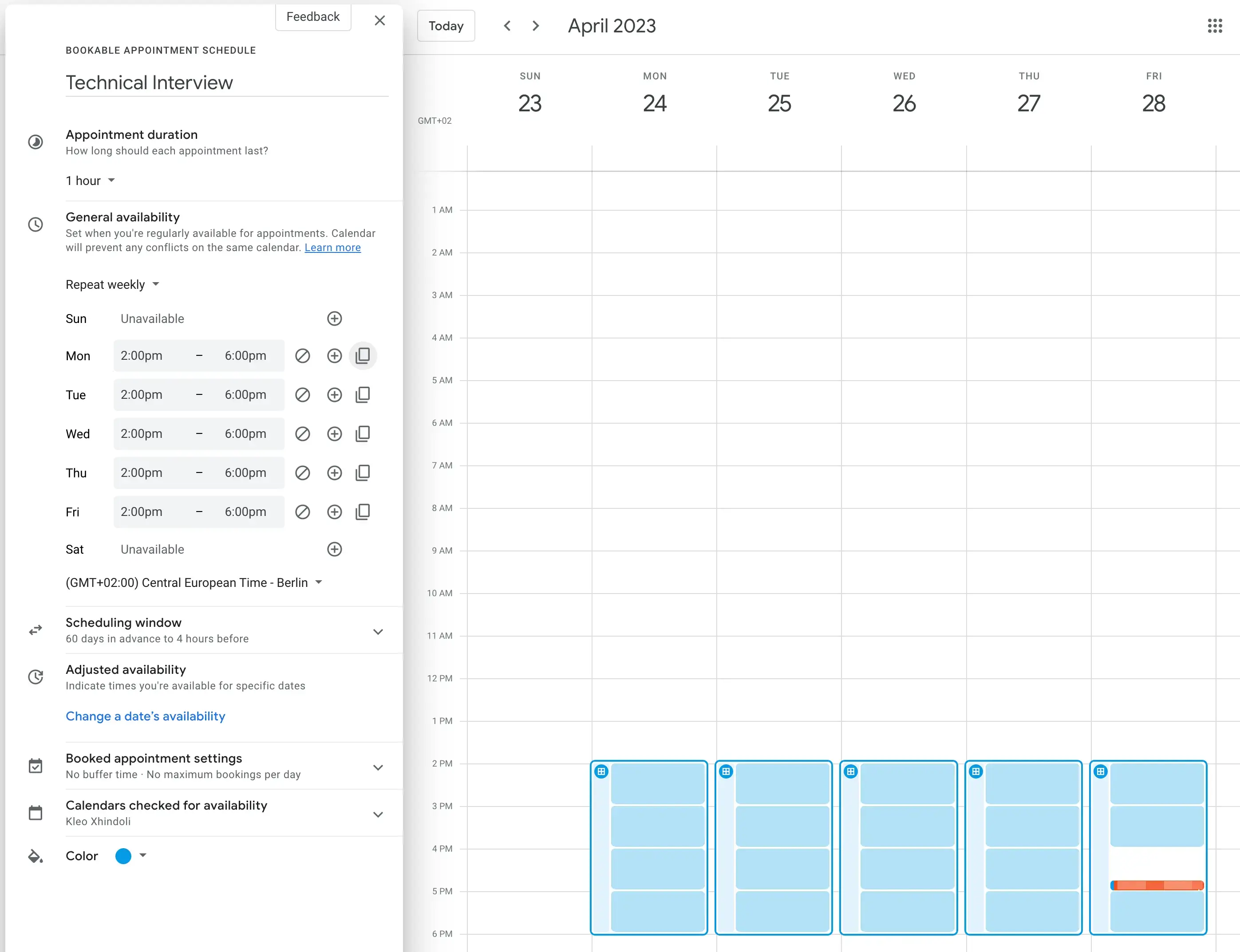 Google Calendar Appointment Scheduler set up example