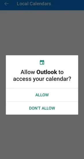 allow outlook to access calendars