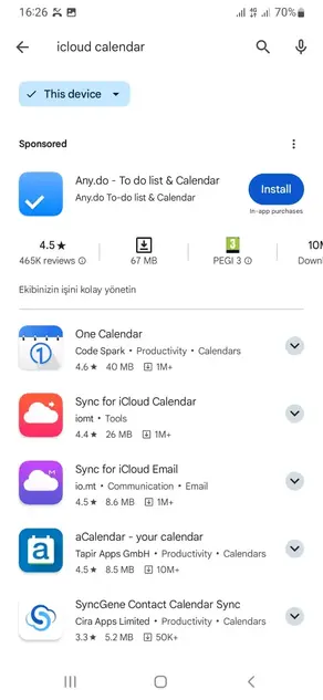 Android - List of apps that support iCloud