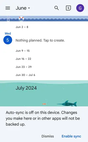 calendar on Android