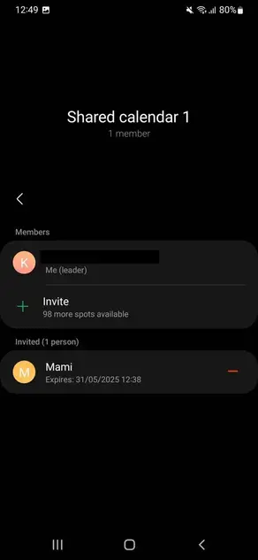 Shared Samsung Calendar - Details