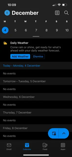 Outlook Calendar UI