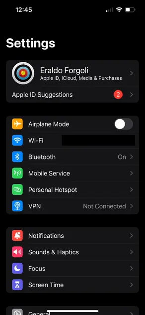 iOS - Settings app