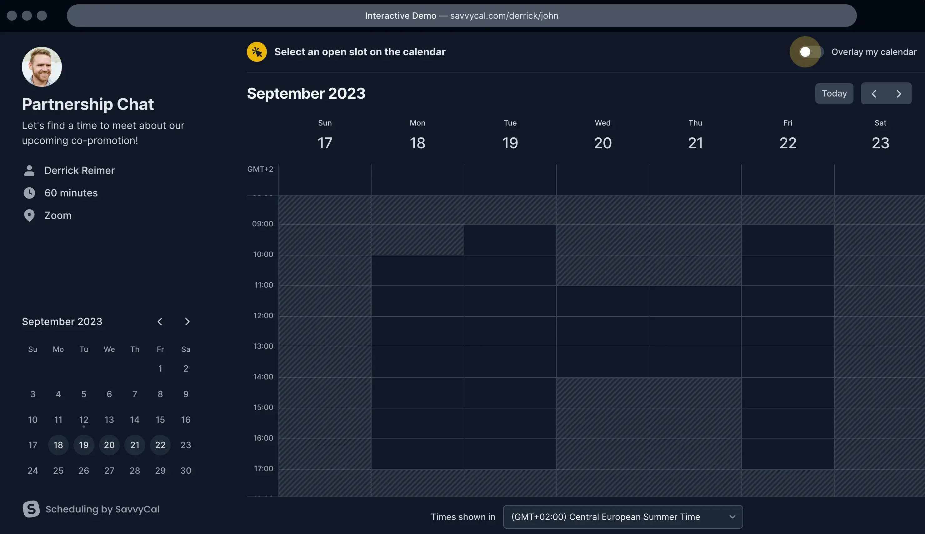 SavvyCal scheduling link