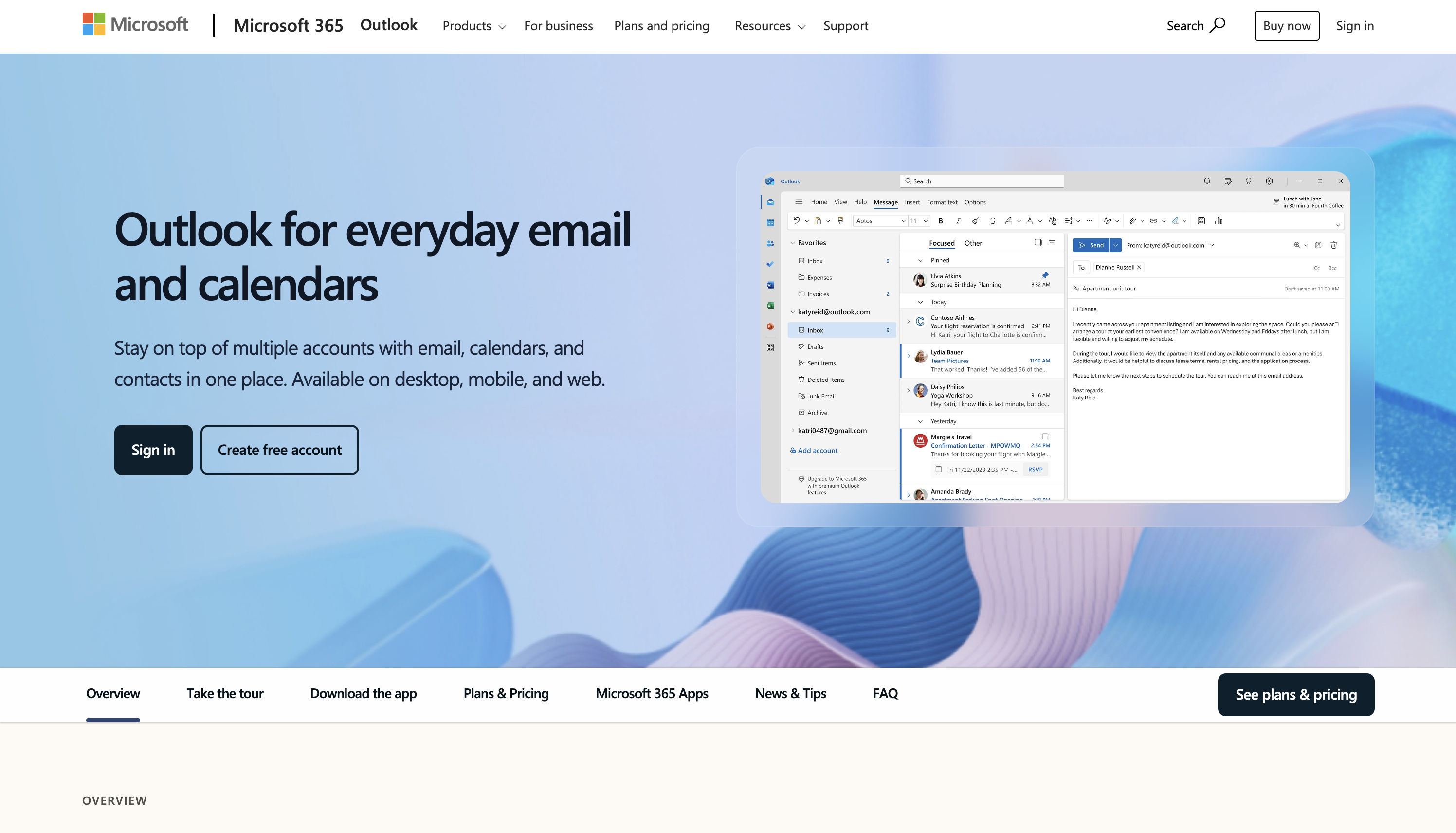 Outlook Landing Page