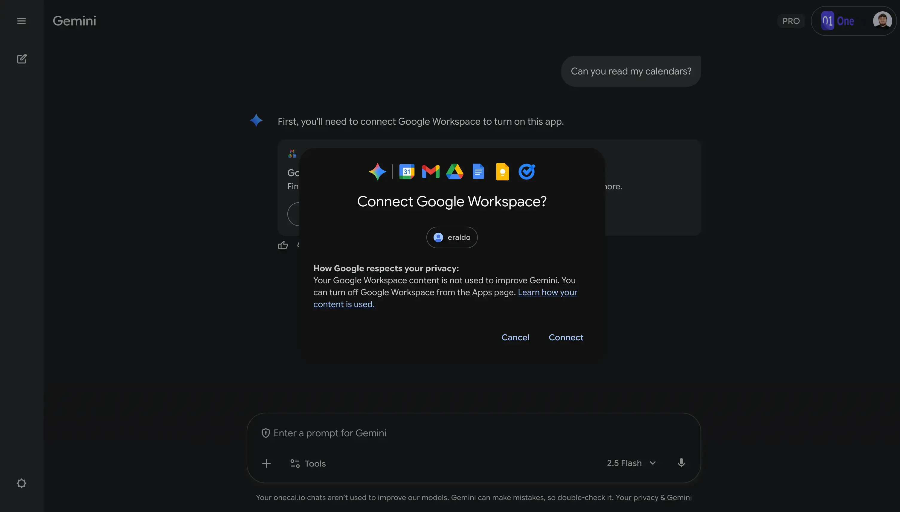 Connect Google Workspace with Gemini