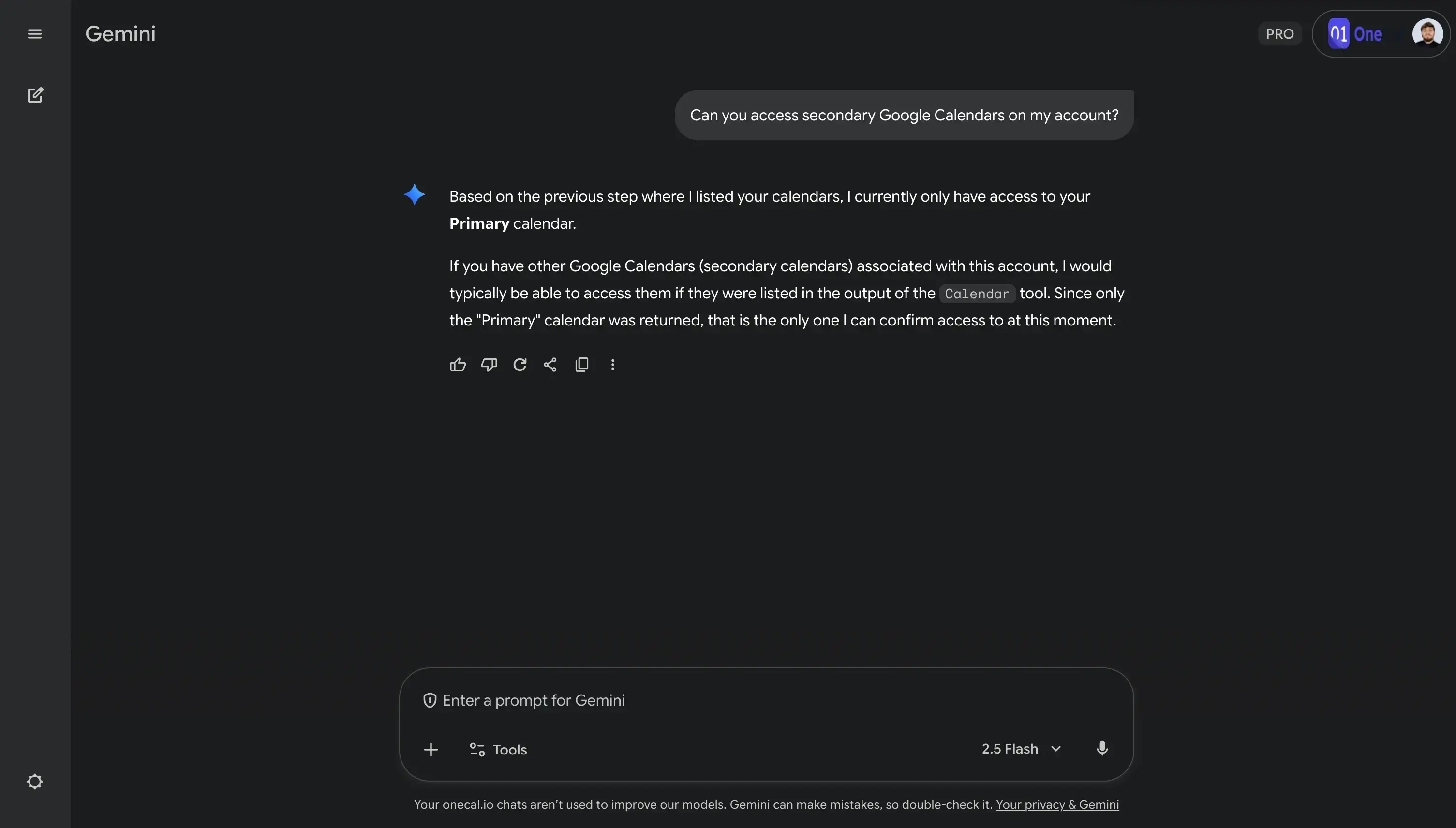 Gemini - can you access secondary calendars