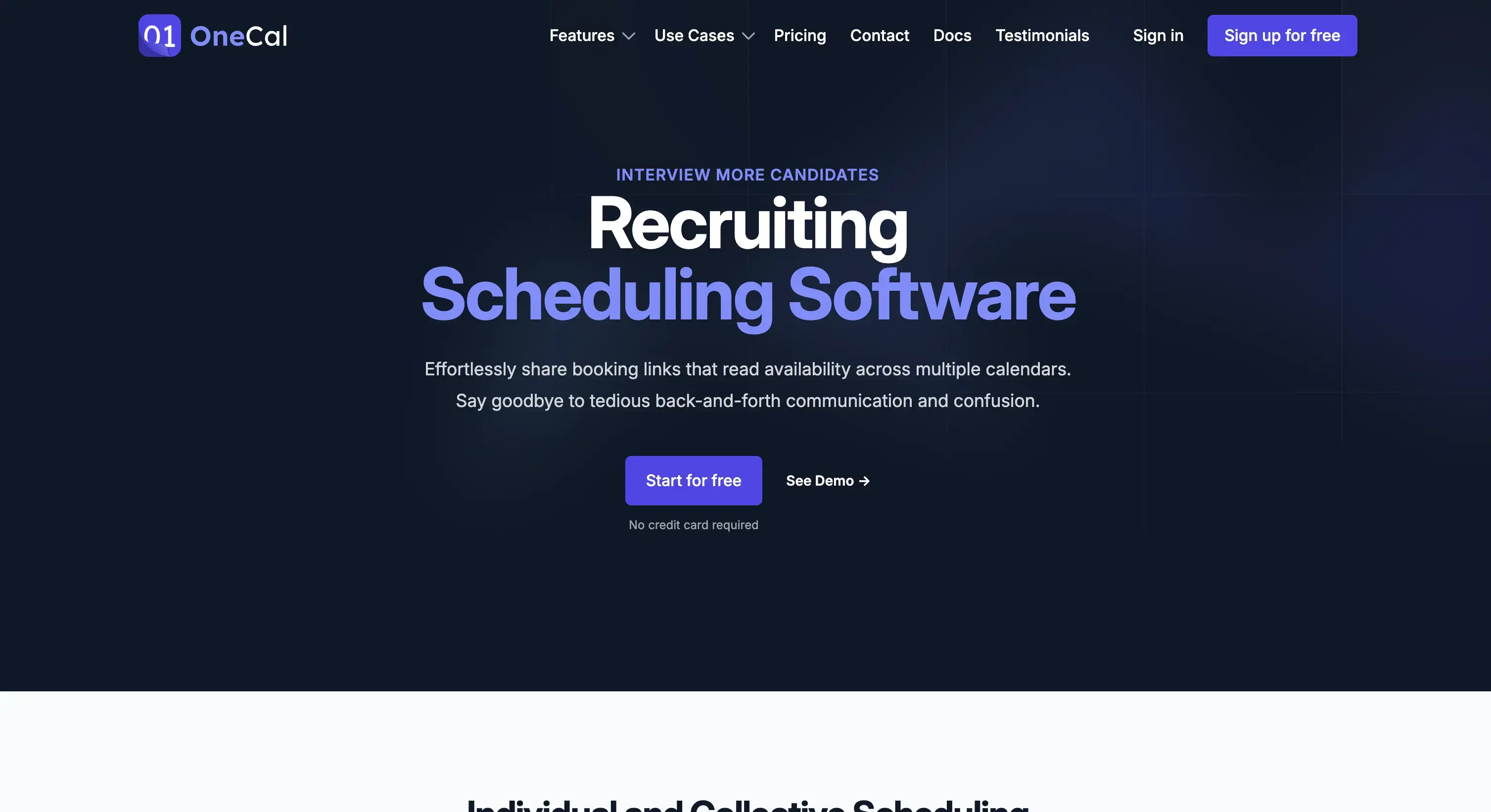 onecal recruiting scheduling software