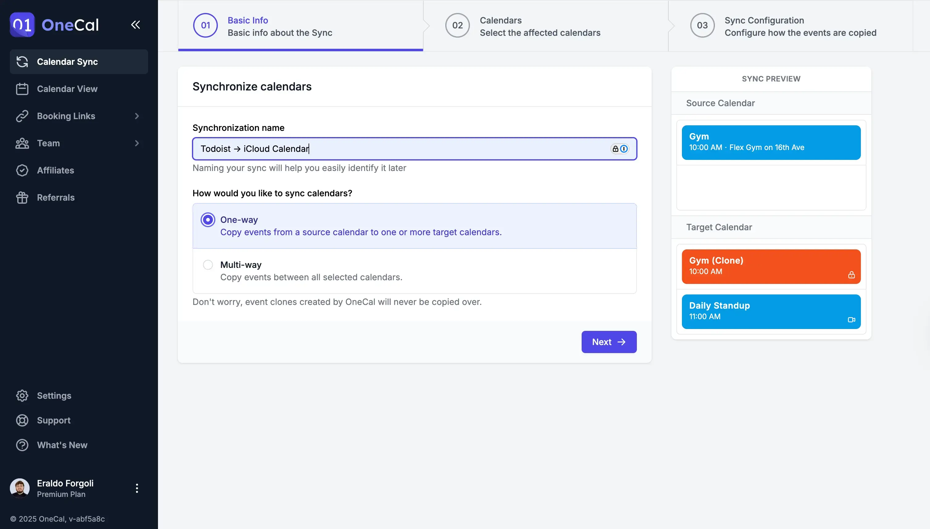 OneCal - Synchronization Basic Info