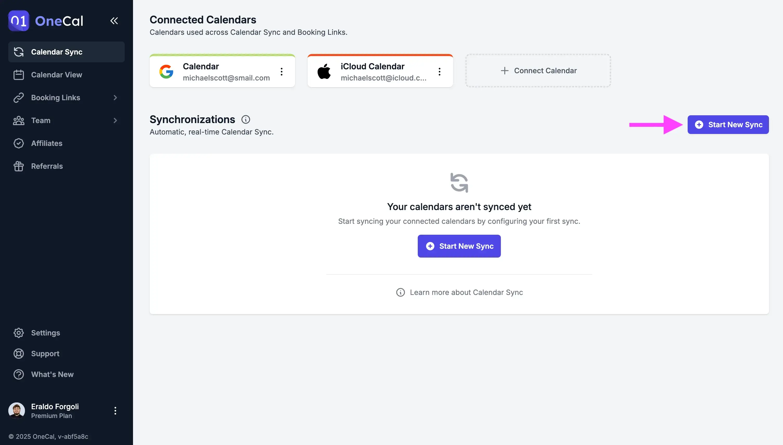 OneCal - Start new sync