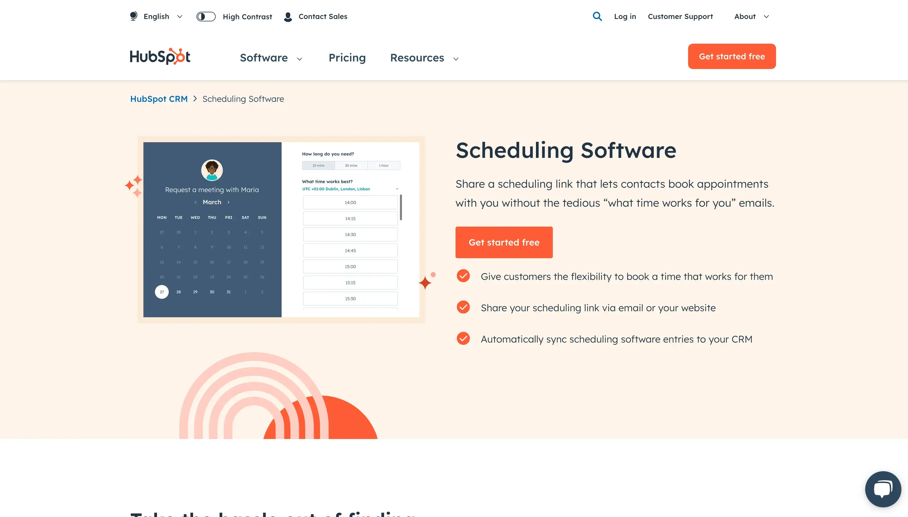 Hubspot meetings landing page