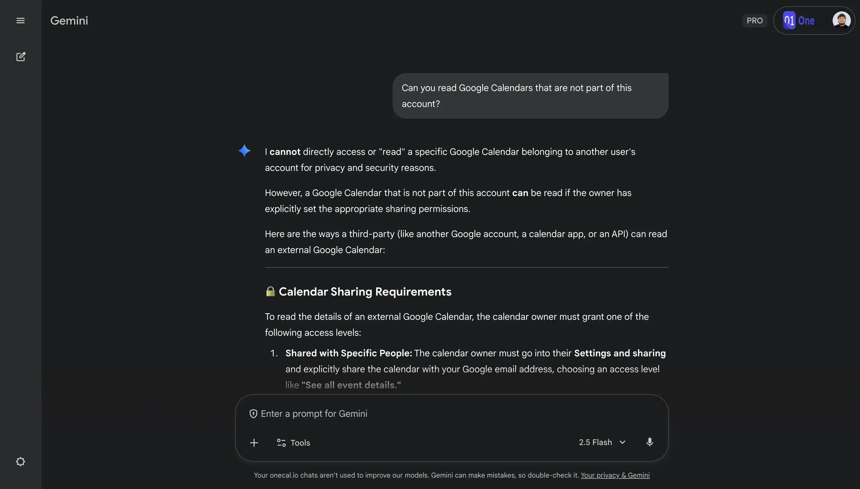 Gemini - Can you read Google Calendar