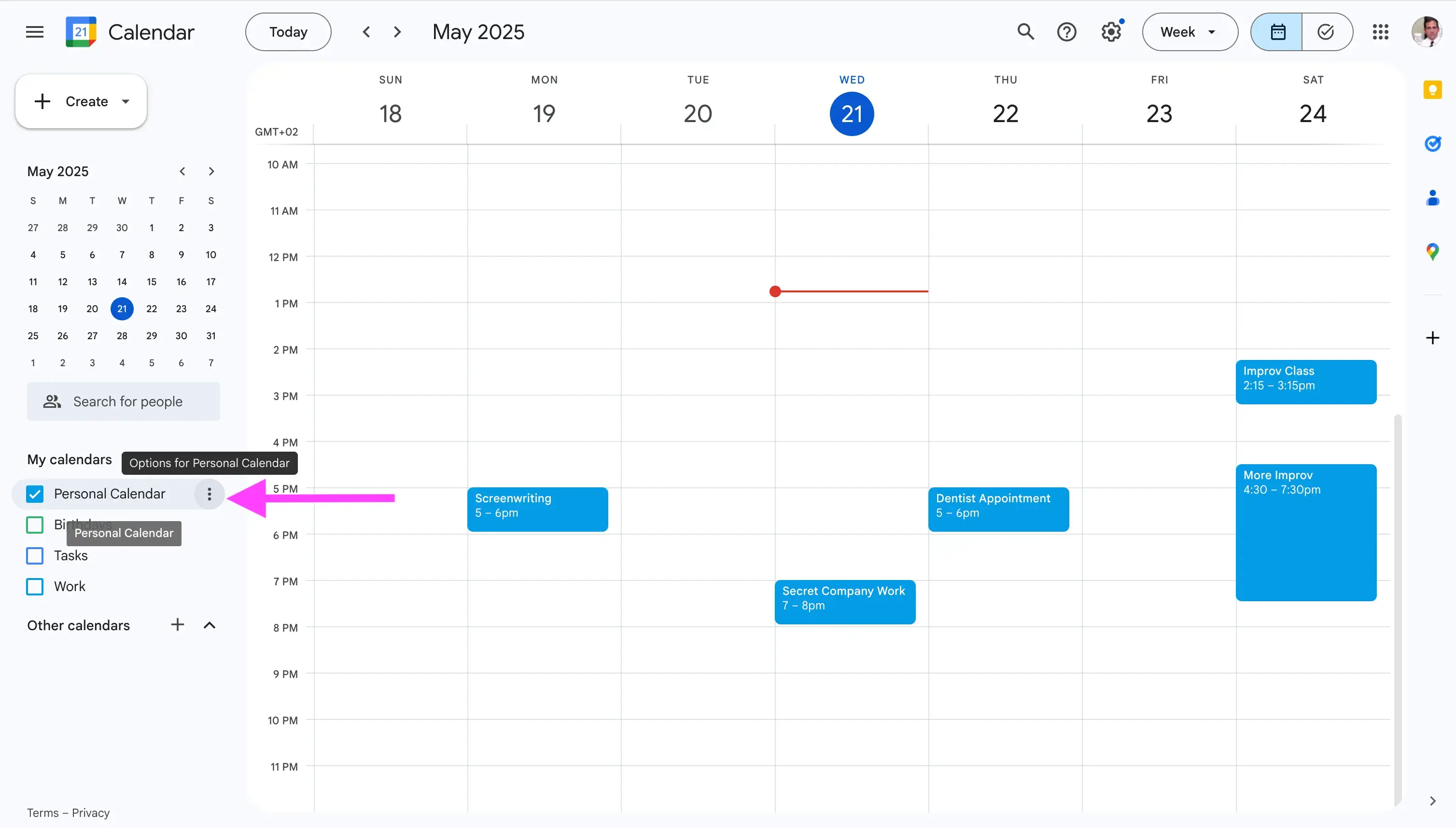 Google Calendar Options