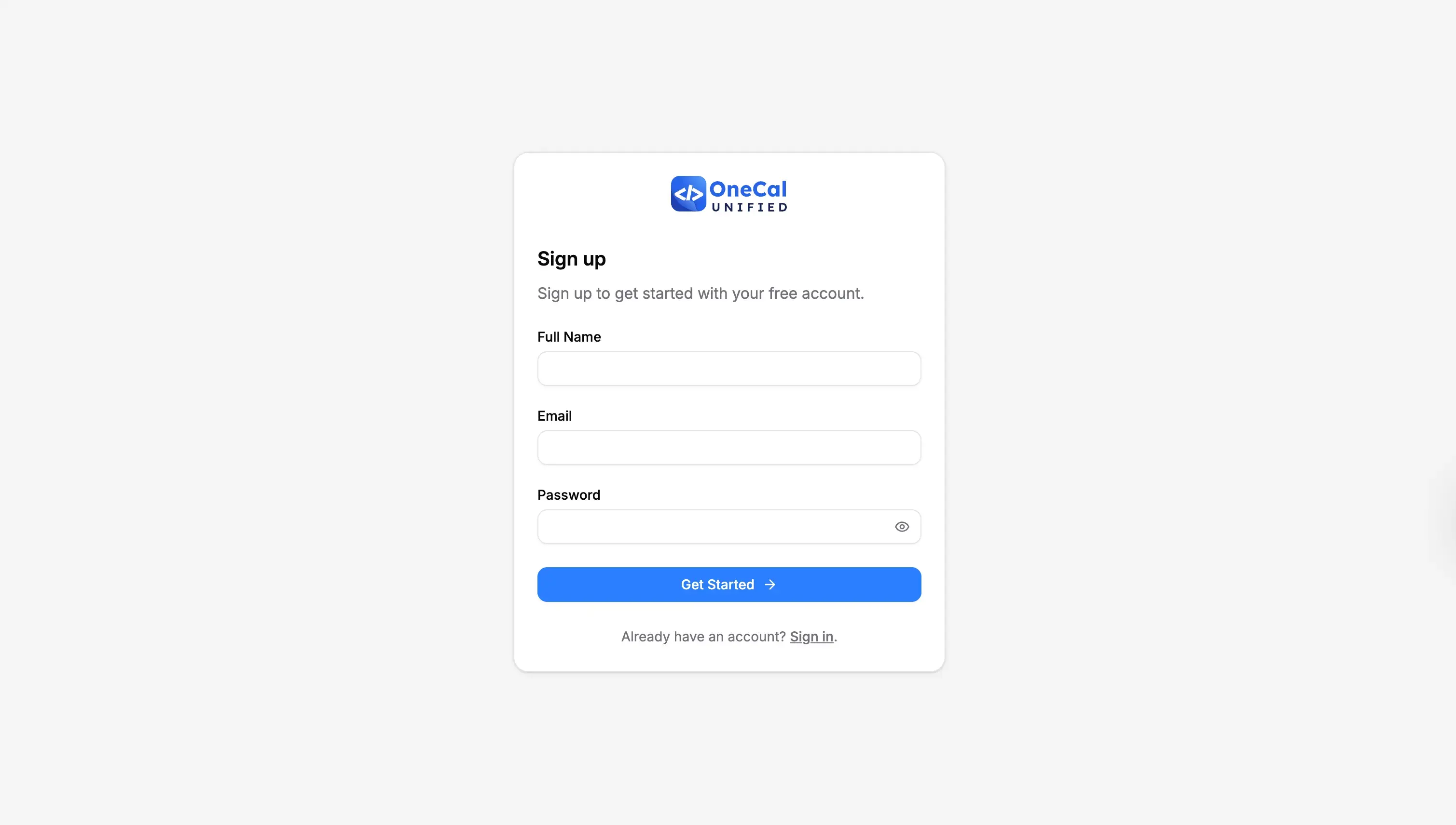 OneCal Unified Signup Page