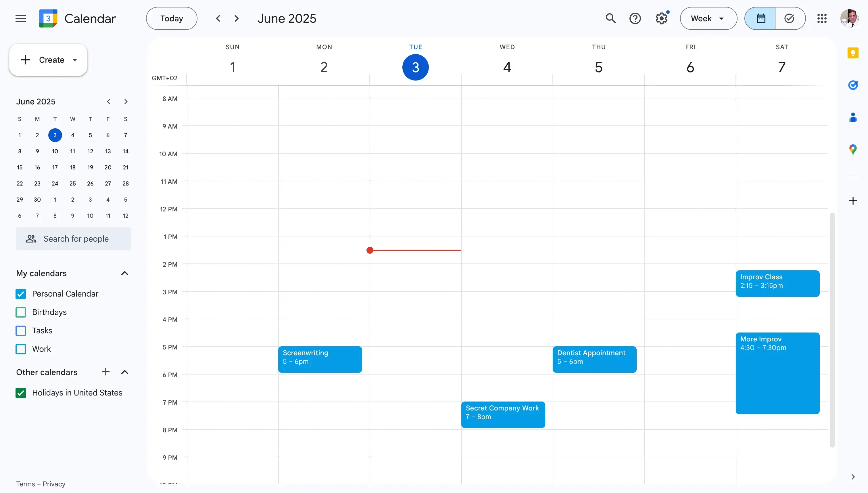 Google Calendar Home Page
