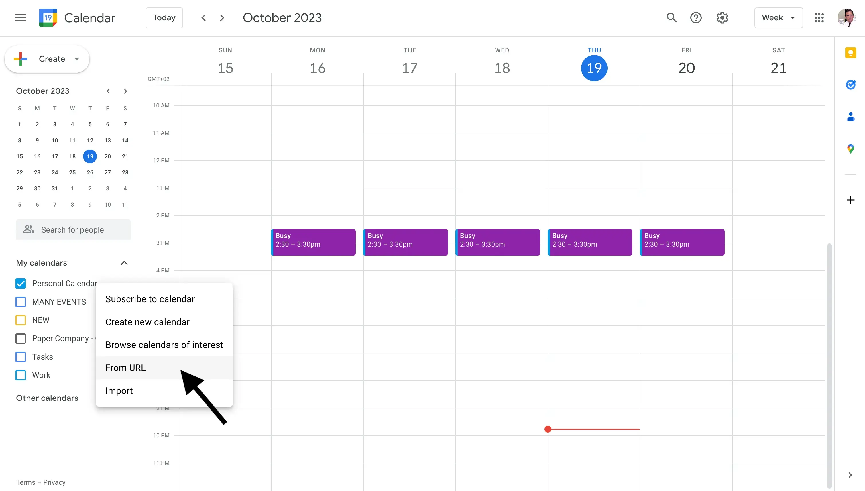 Google Calendar - Import From URL