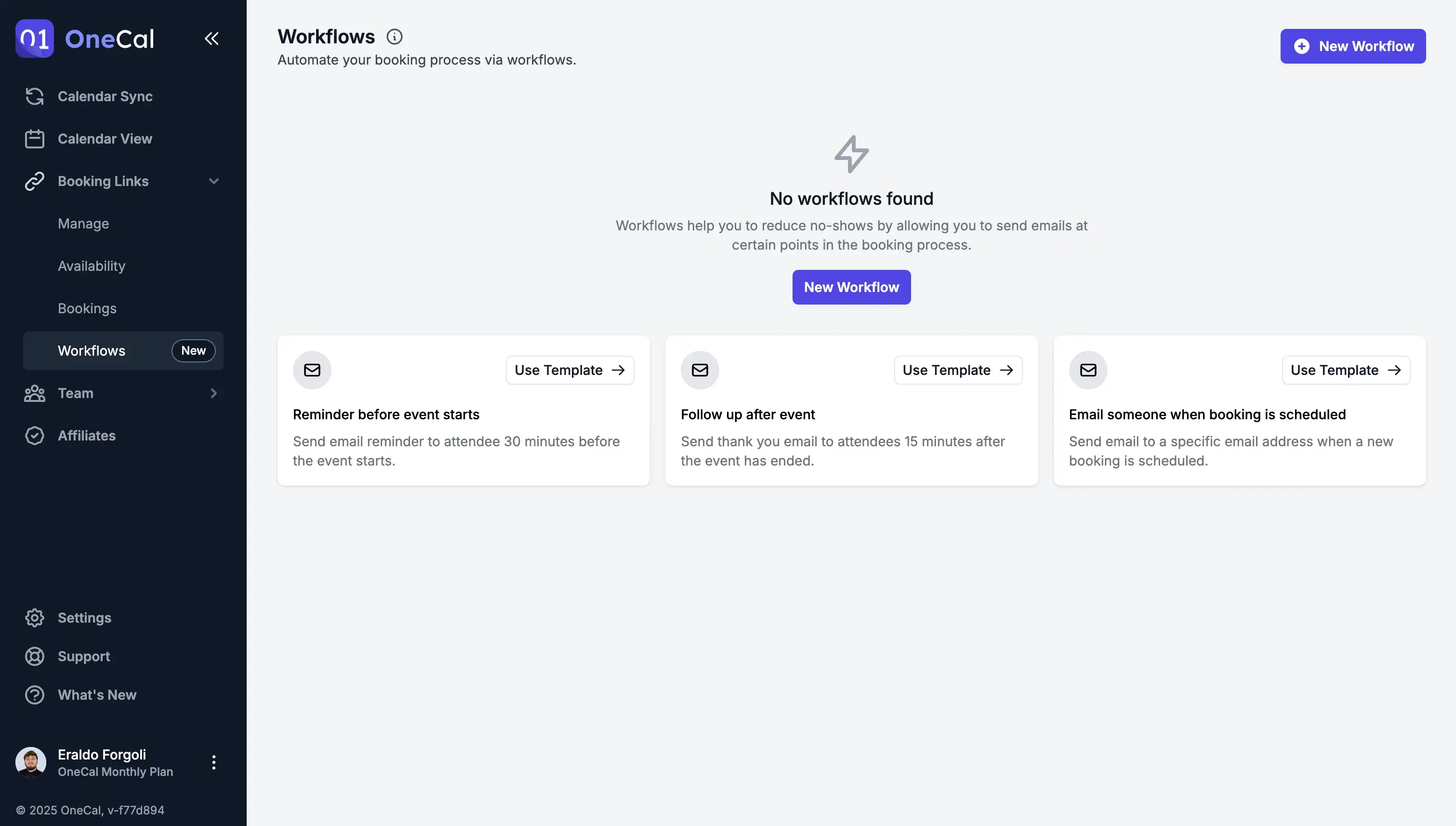 Workflows Page