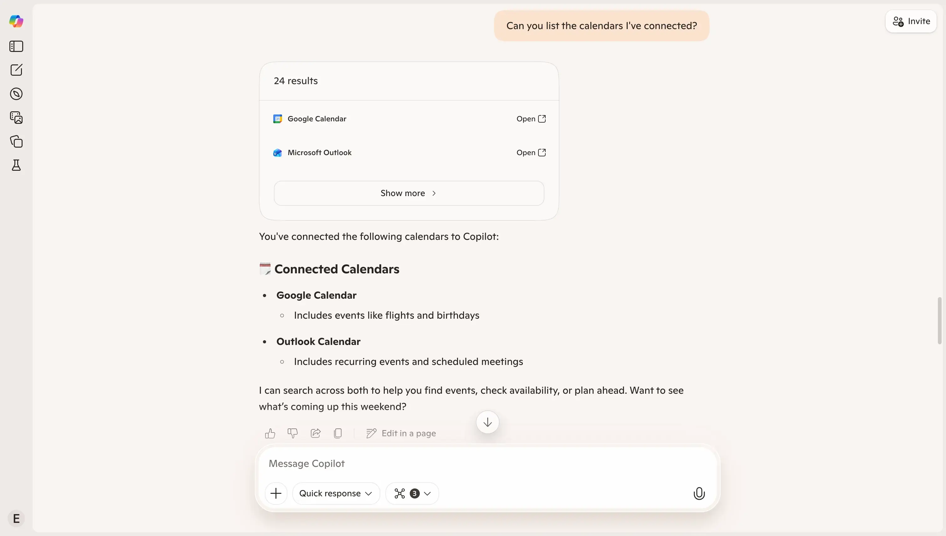 Copilot -  List all calendars