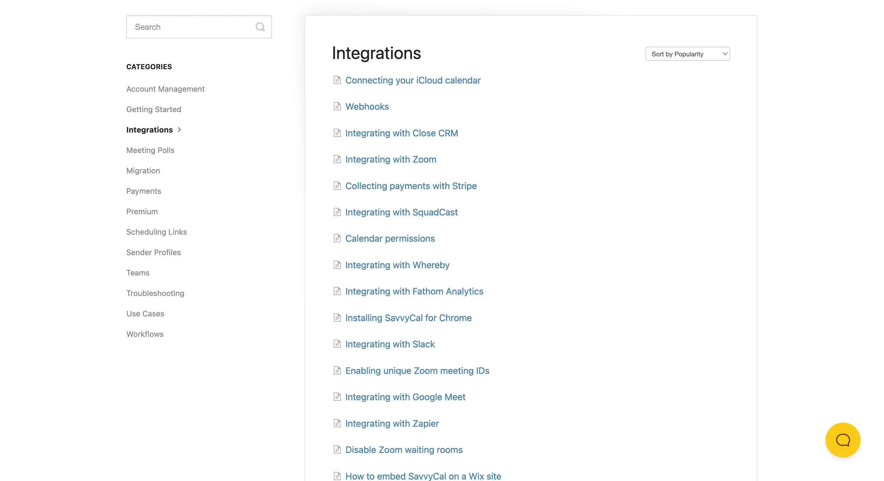 OneCal Integrations Page