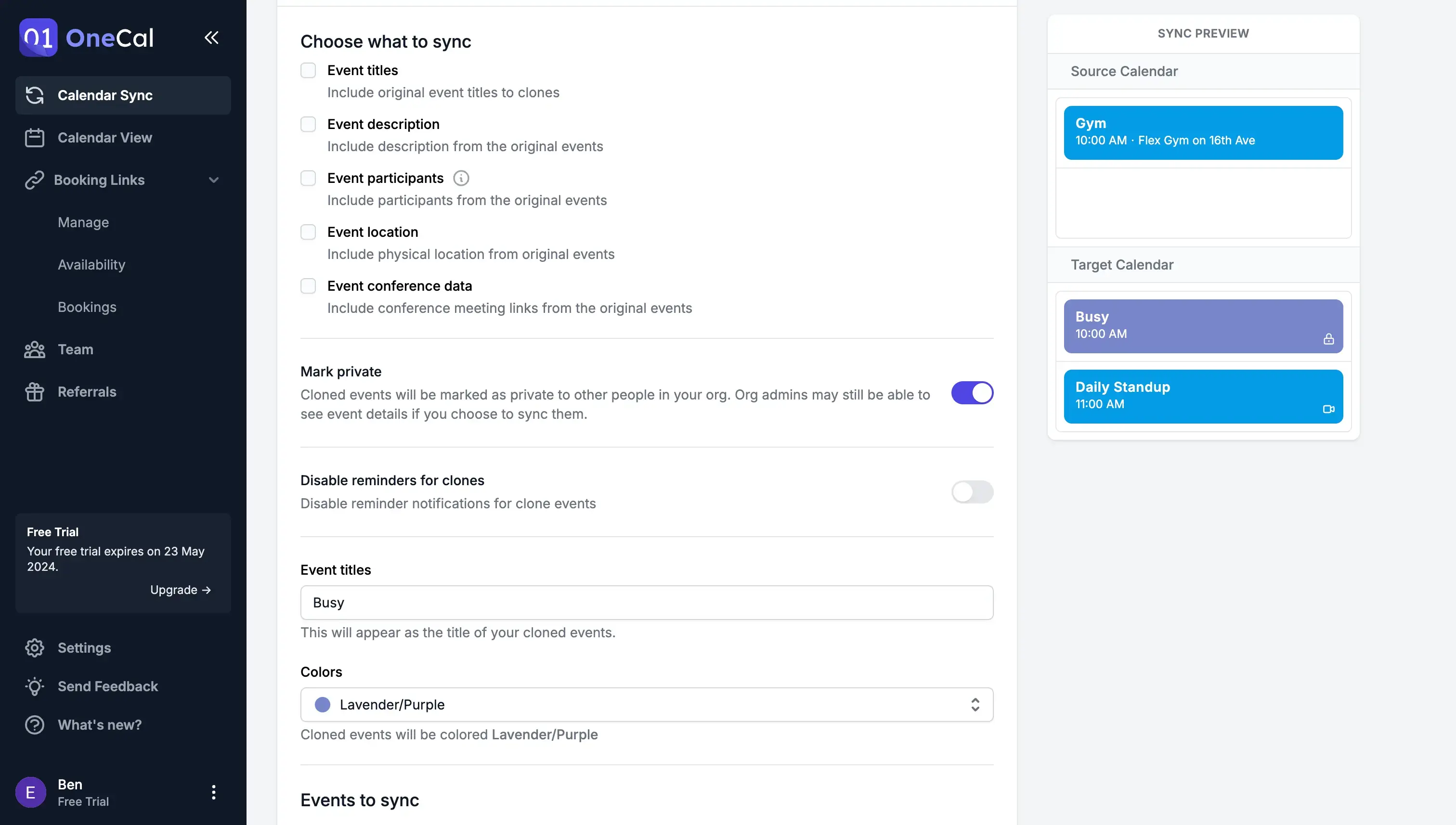 OneCal - Outlook with Google Calendar sync configuration