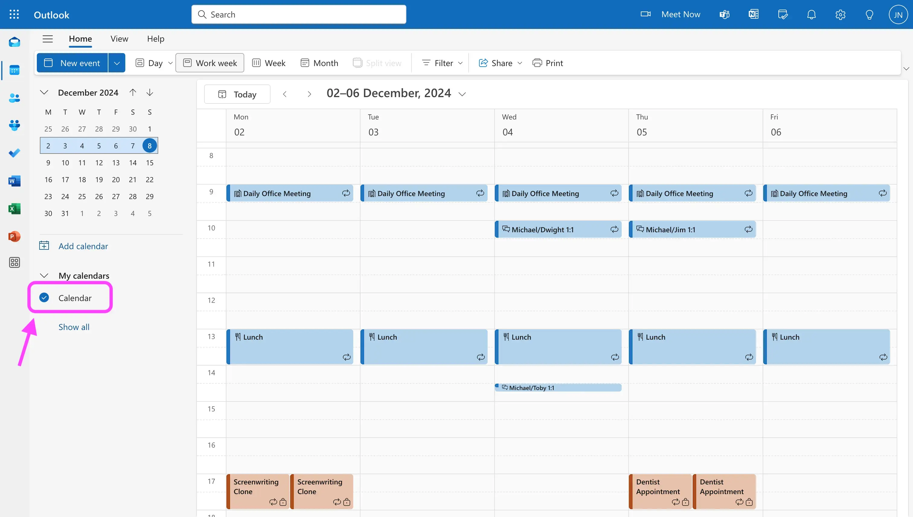 Outlook - make sure you've checked the right calendar