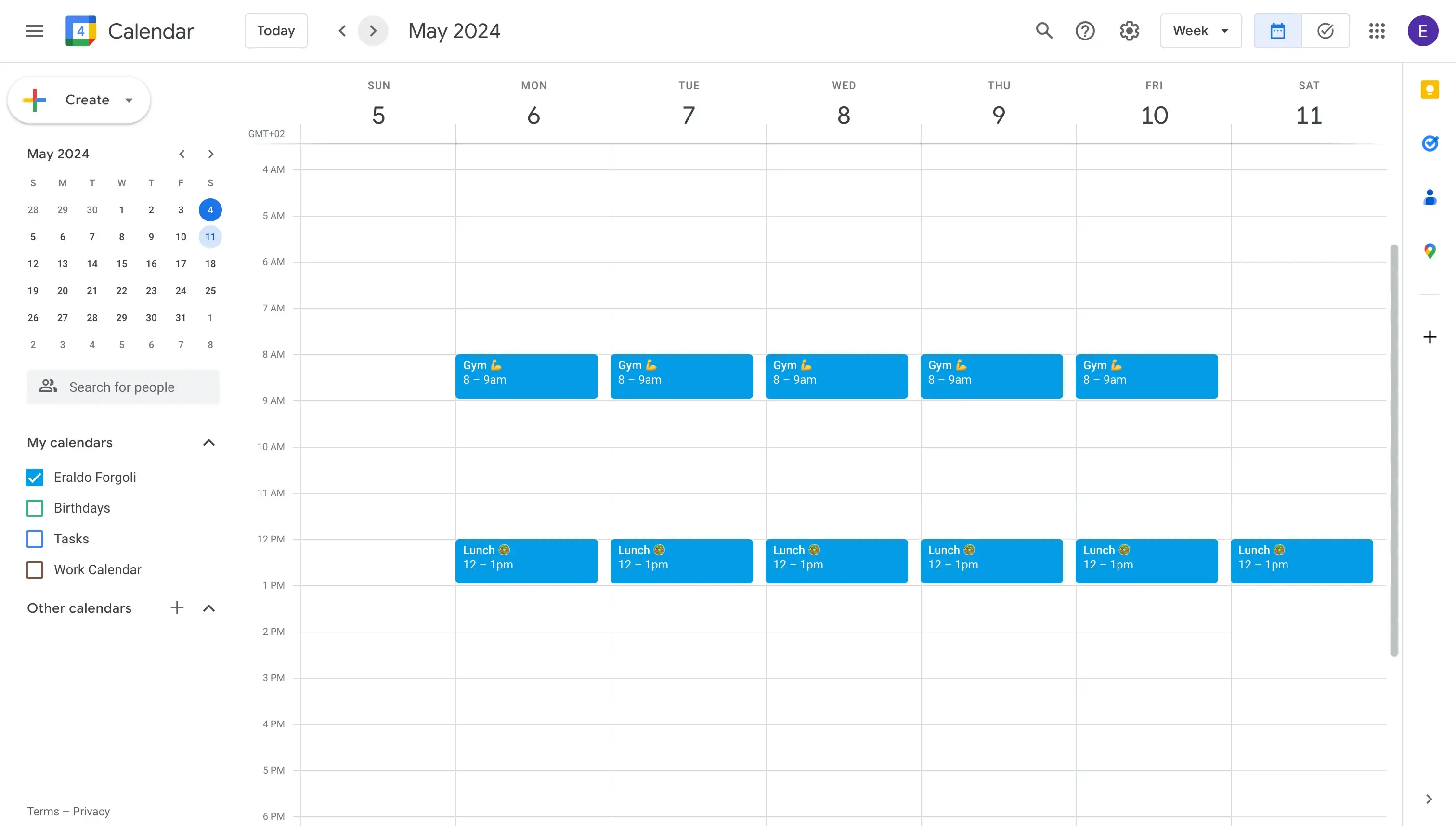 Google Calendar UI