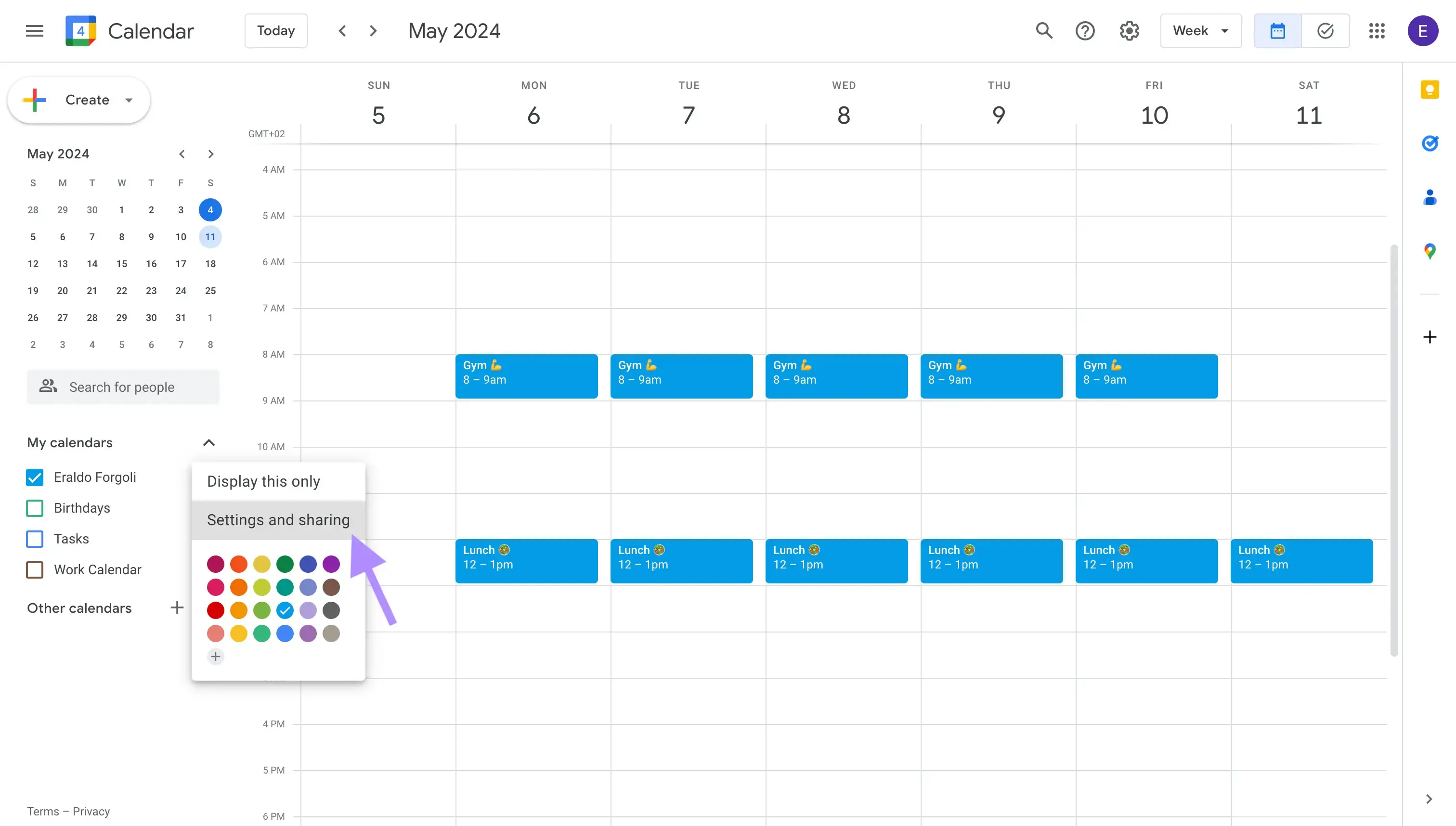 Google Calendar - Settings and Sharing