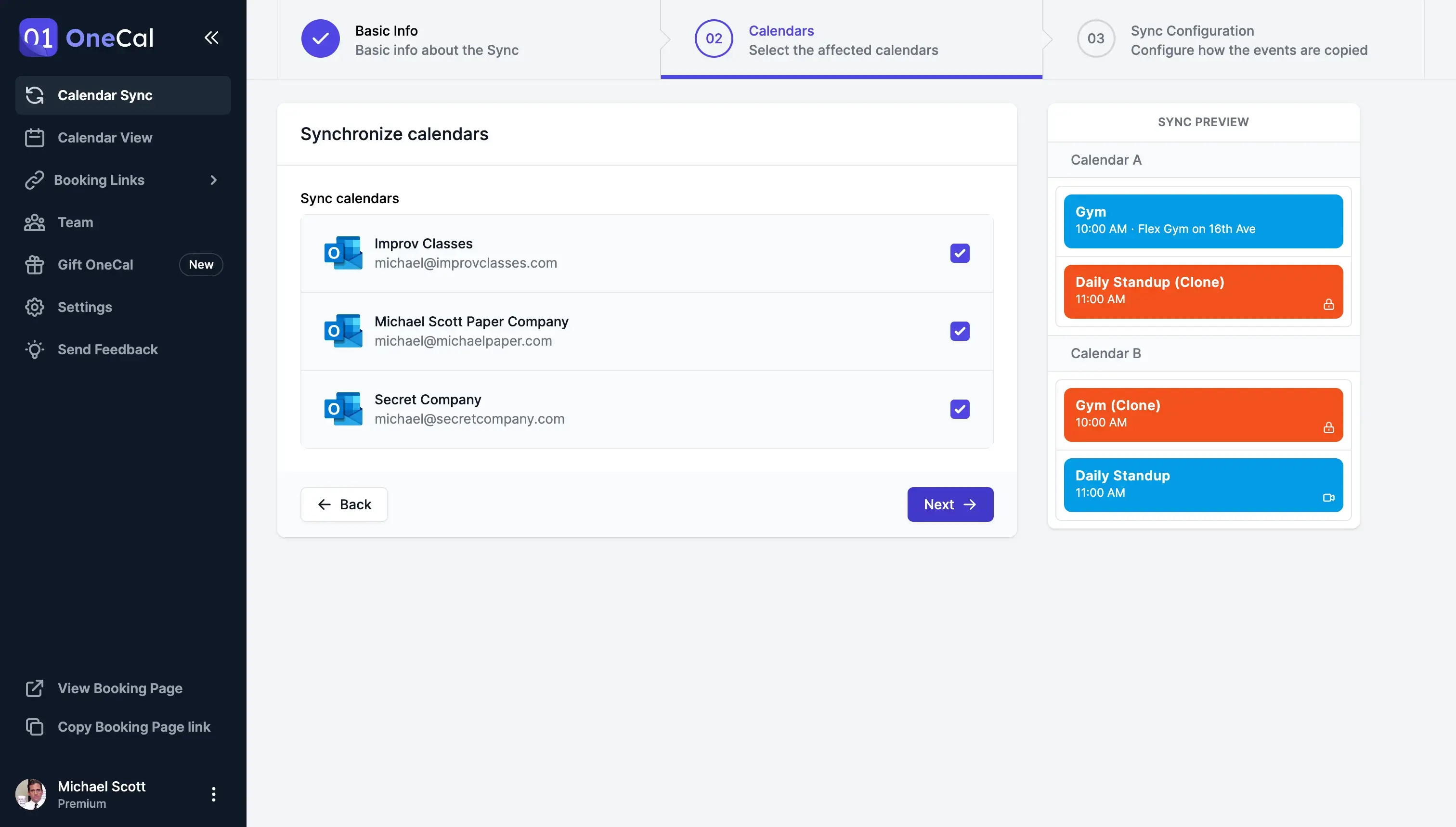 OneCal Calendar Sync - Choose which Outlook Calendar to sync