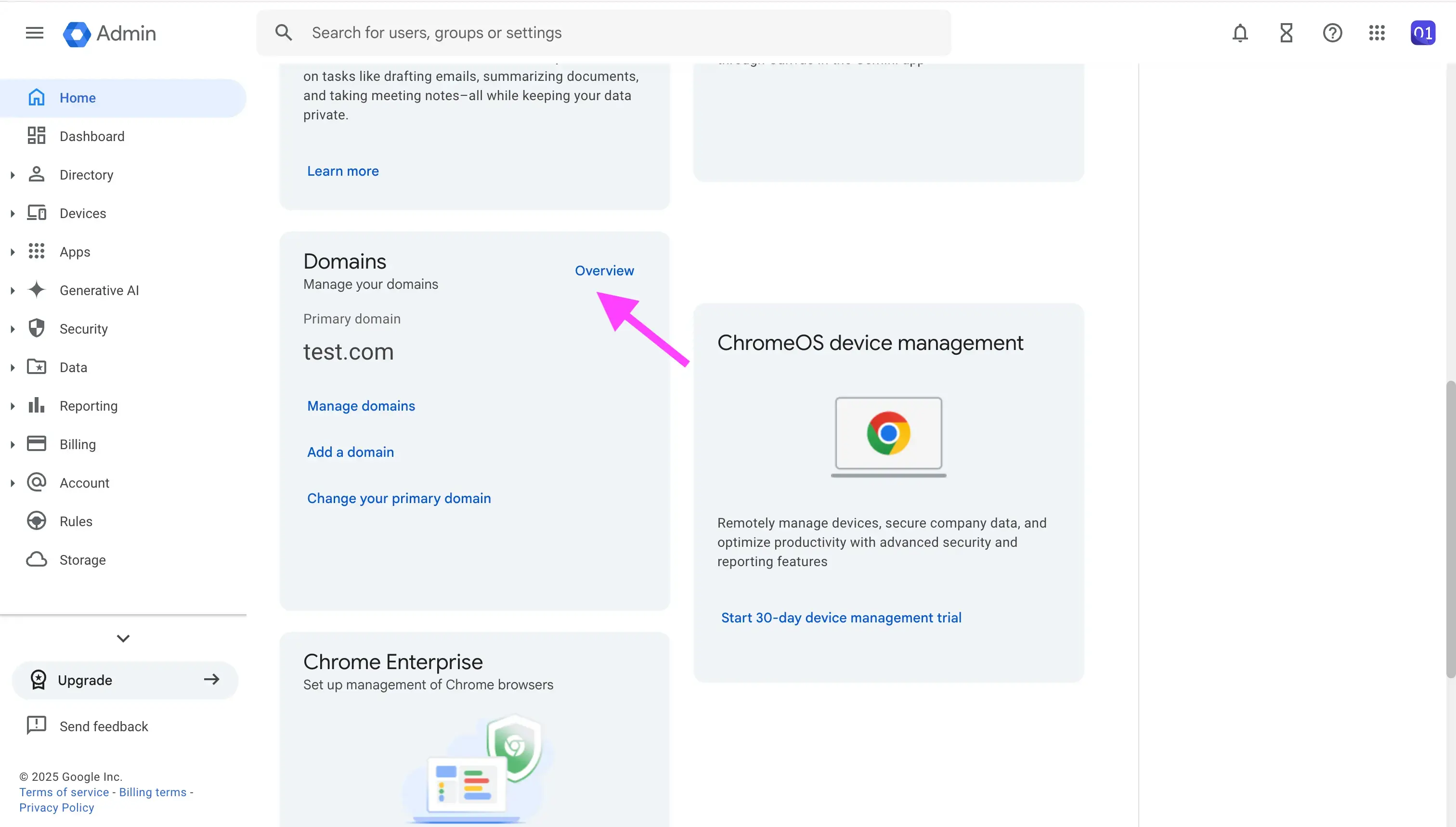 Google Workspace Admin - Click Domains