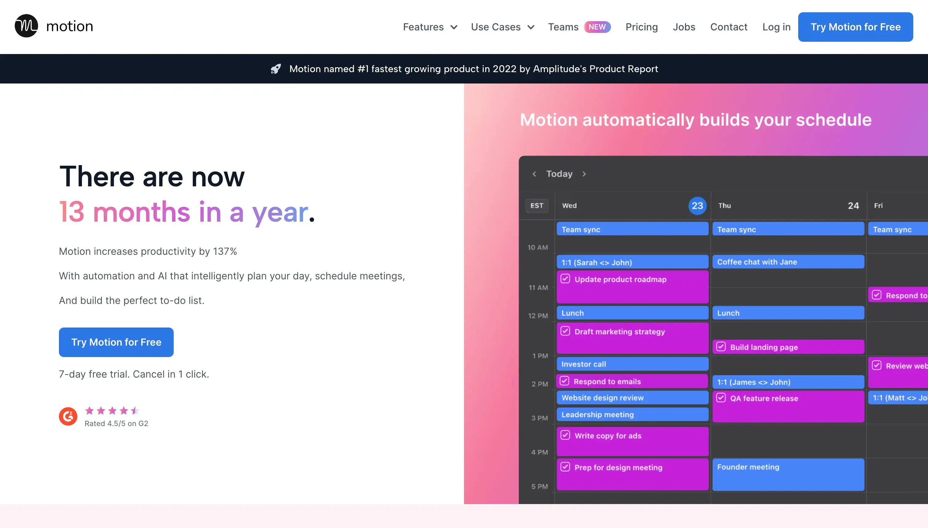 Motion Landing Page