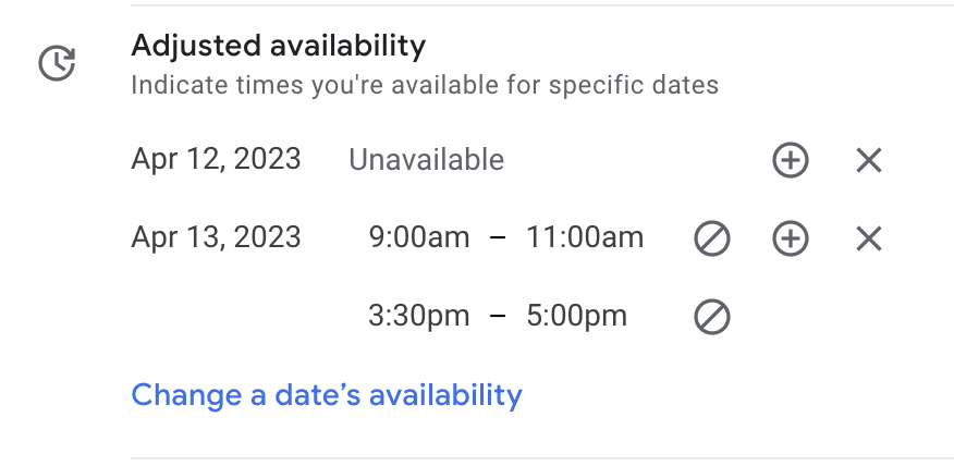 Google Appointment Schedule - Adjusted Availability