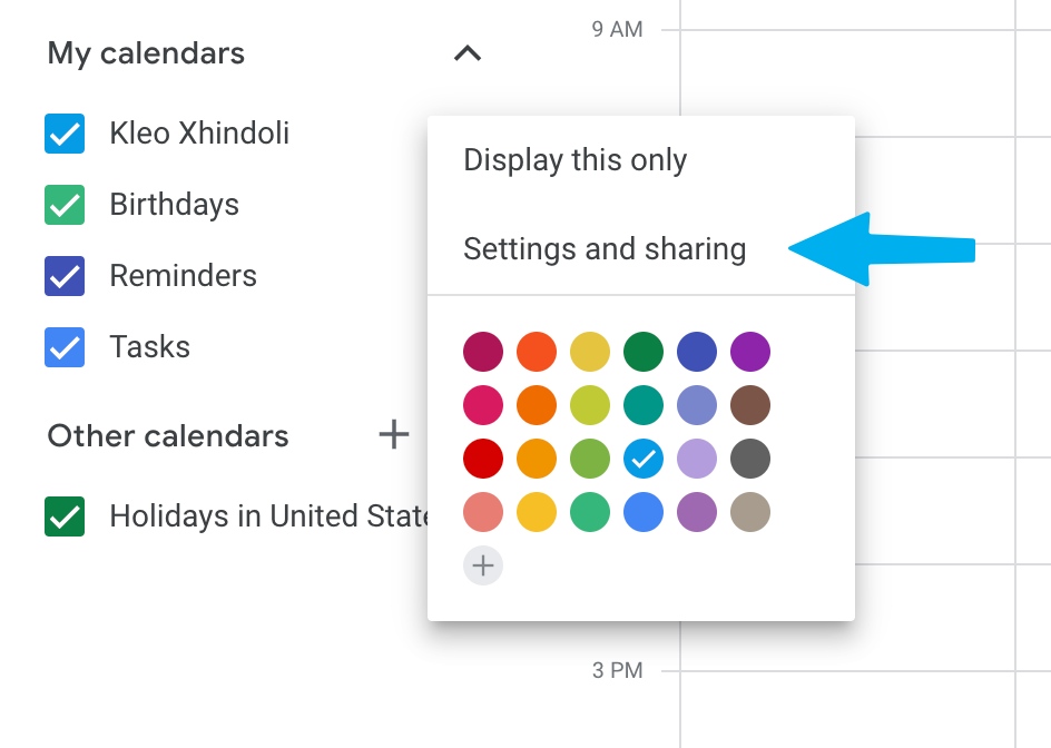 Google Calendar - Settings and Sharing