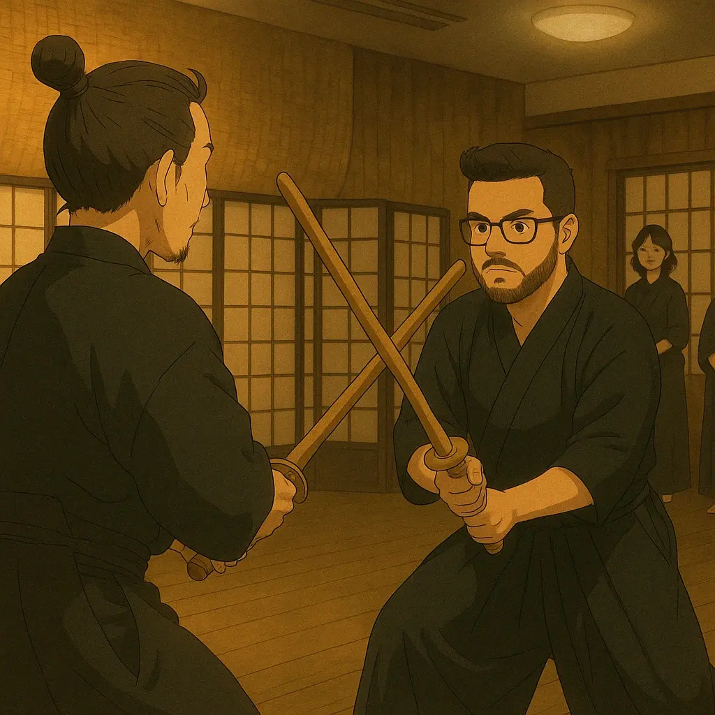 Ghibli style: Quick match training Kendo against my sensei