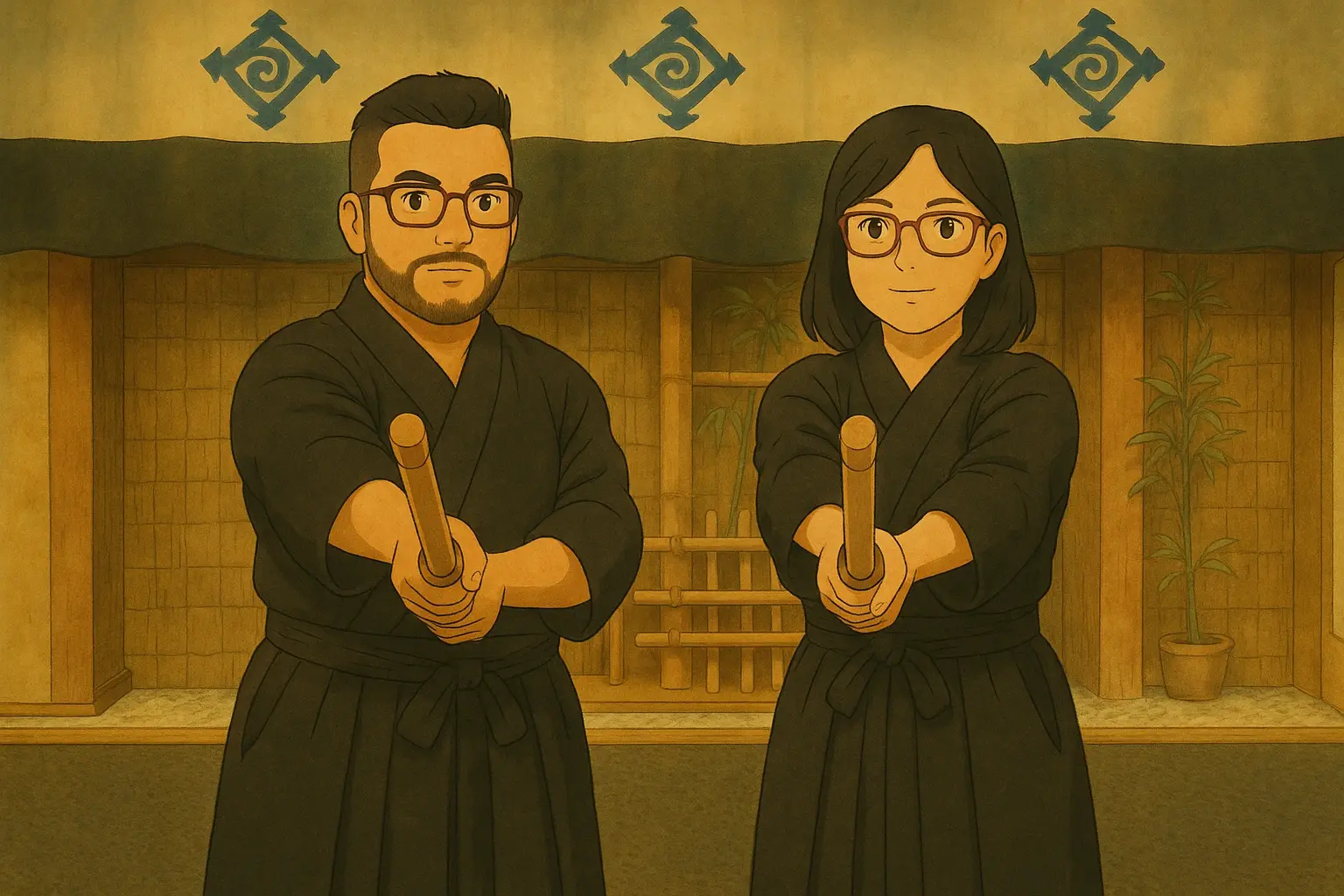 Ghibli style: training Kendo with my bride