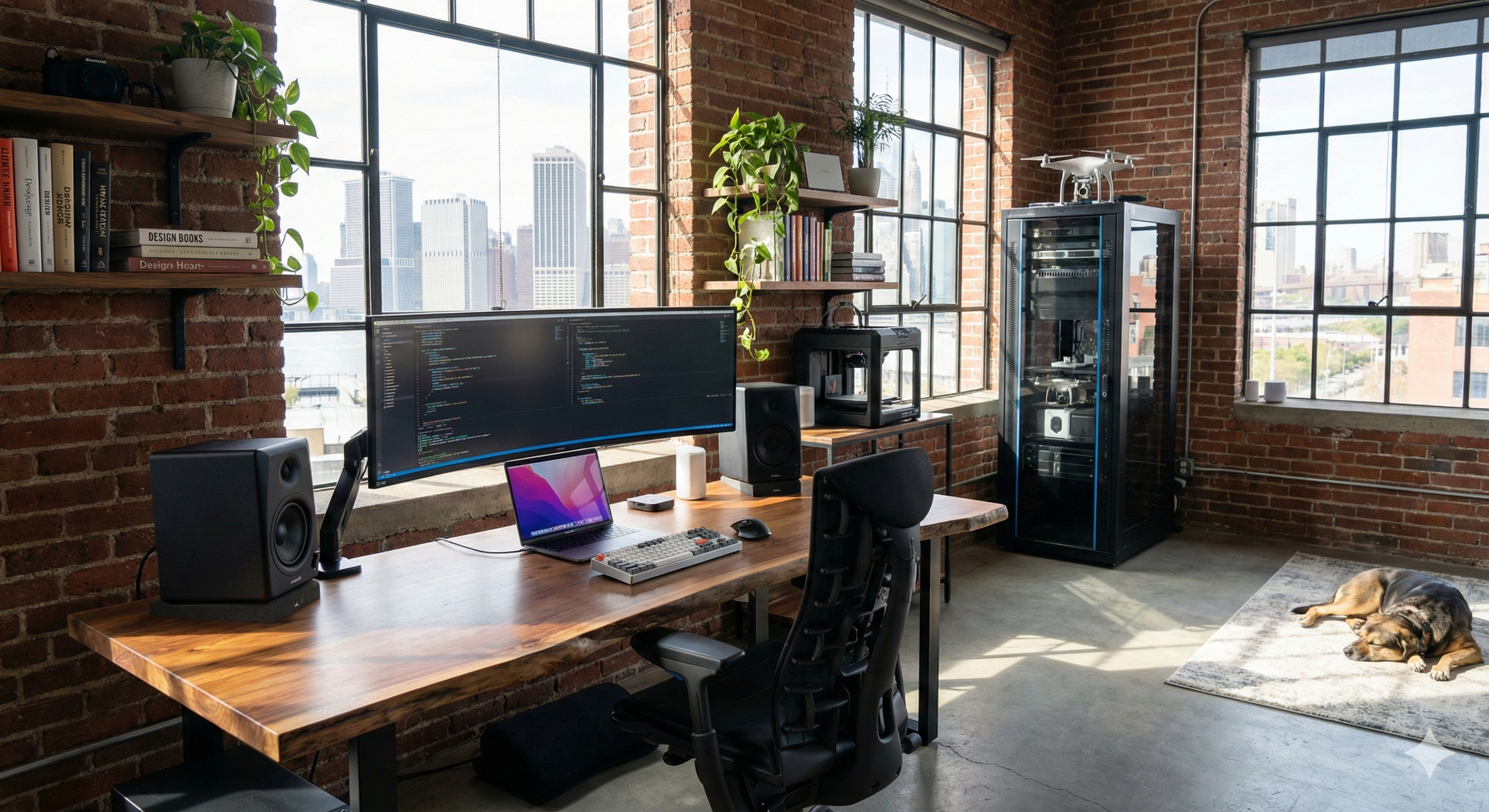 Modern Brooklyn loft with tech setup and clean workspace.png